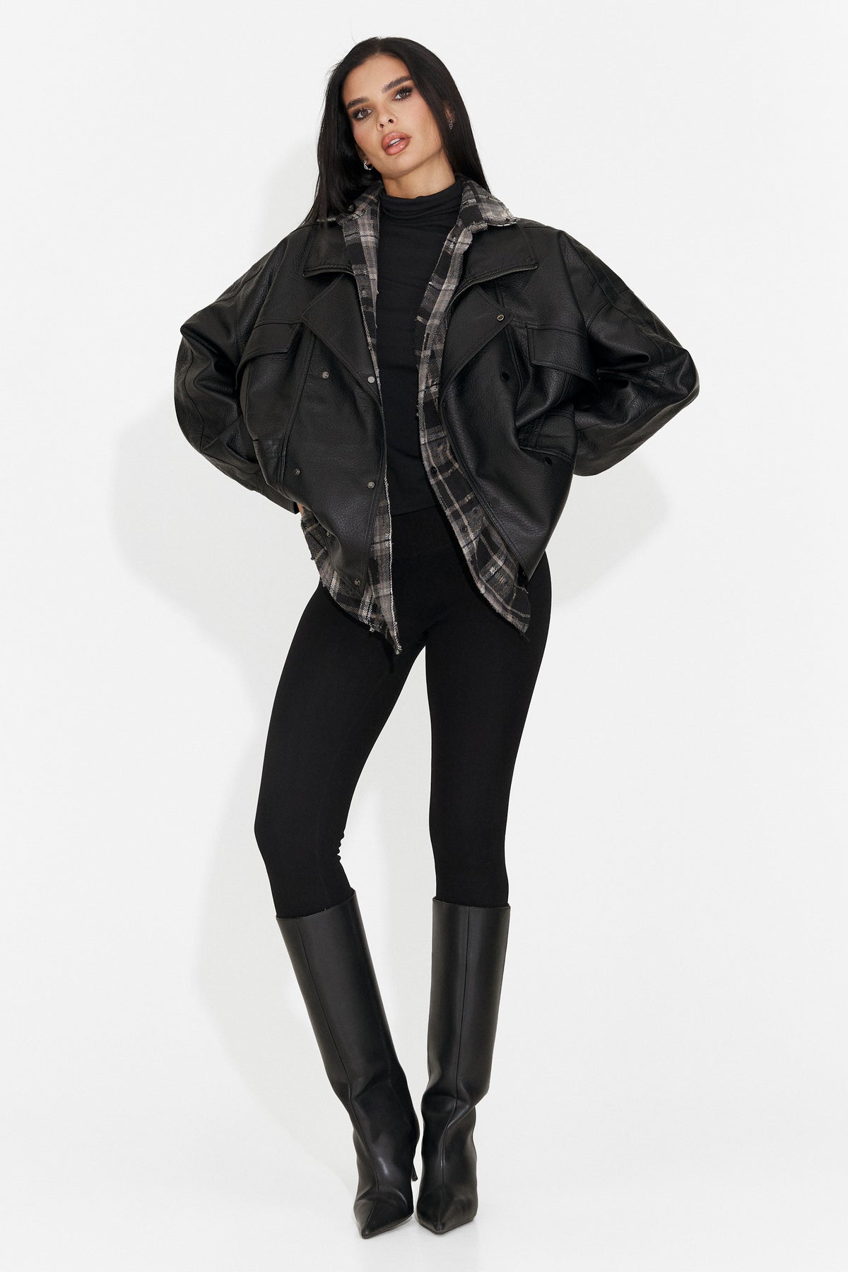 Nadyesia Bogas Fekete Női Hétköznapi Dzseki