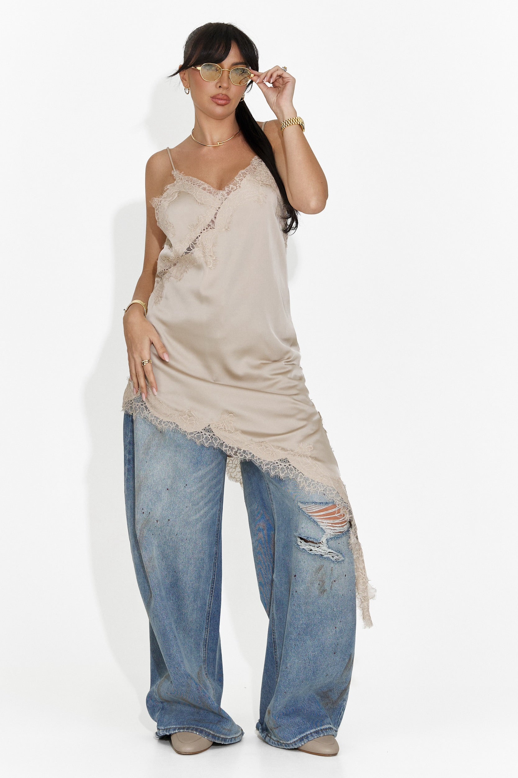 Női rövid bézs ruha Francisca Bogas