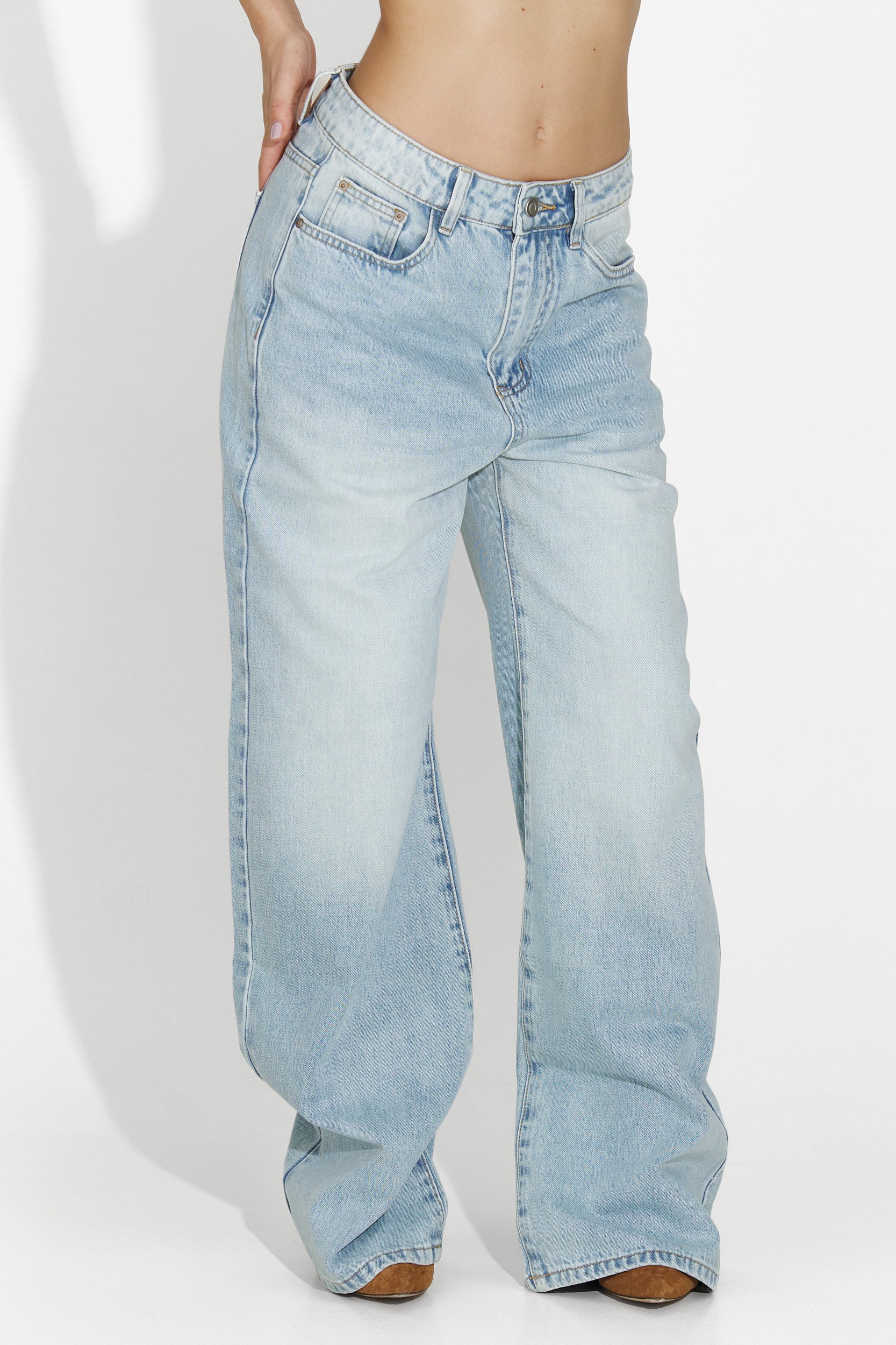 Aurenza Bogas Női Kék Farmer Nadrág Casual Stílusban