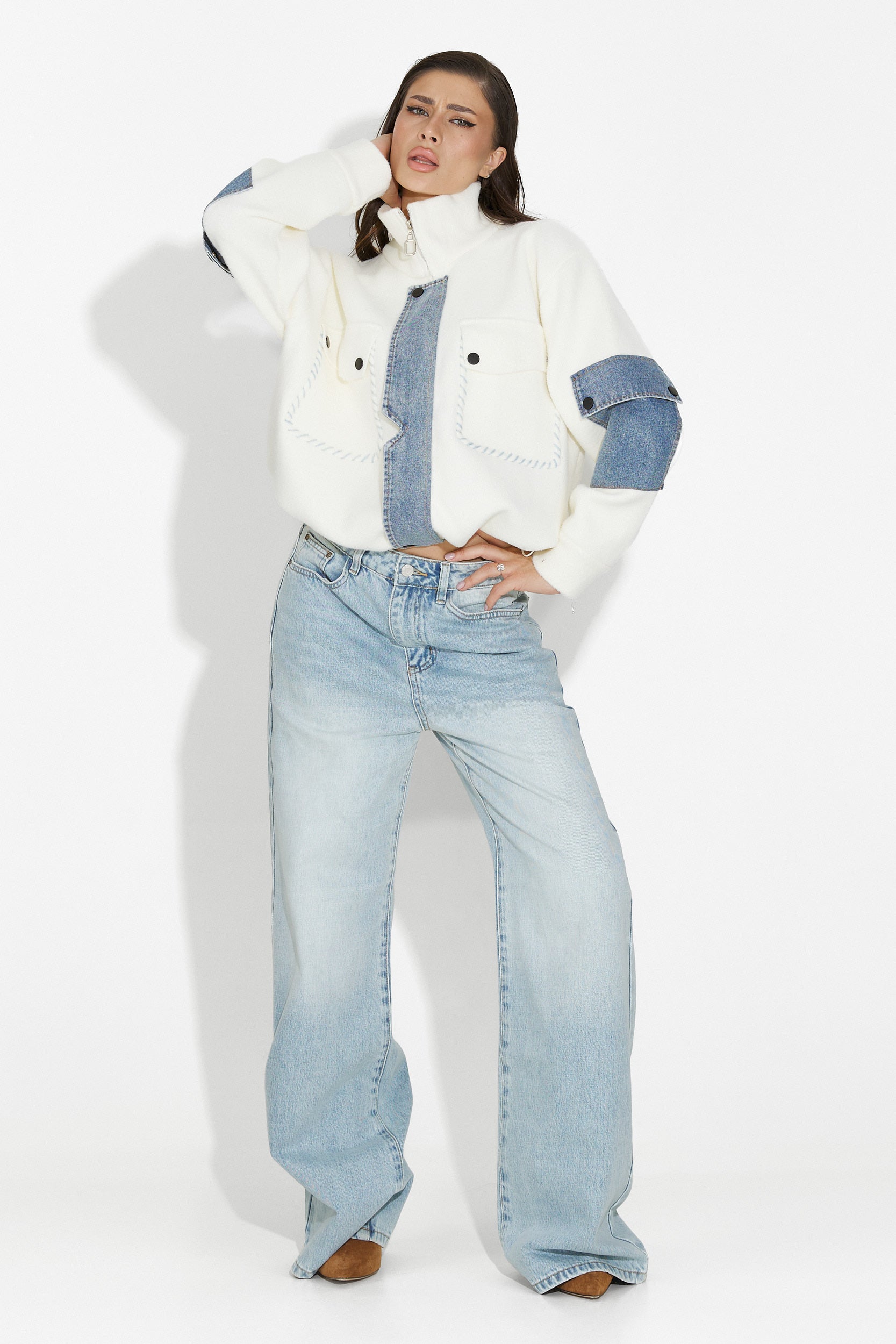 Aurenza Bogas Női Kék Farmer Nadrág Casual Stílusban