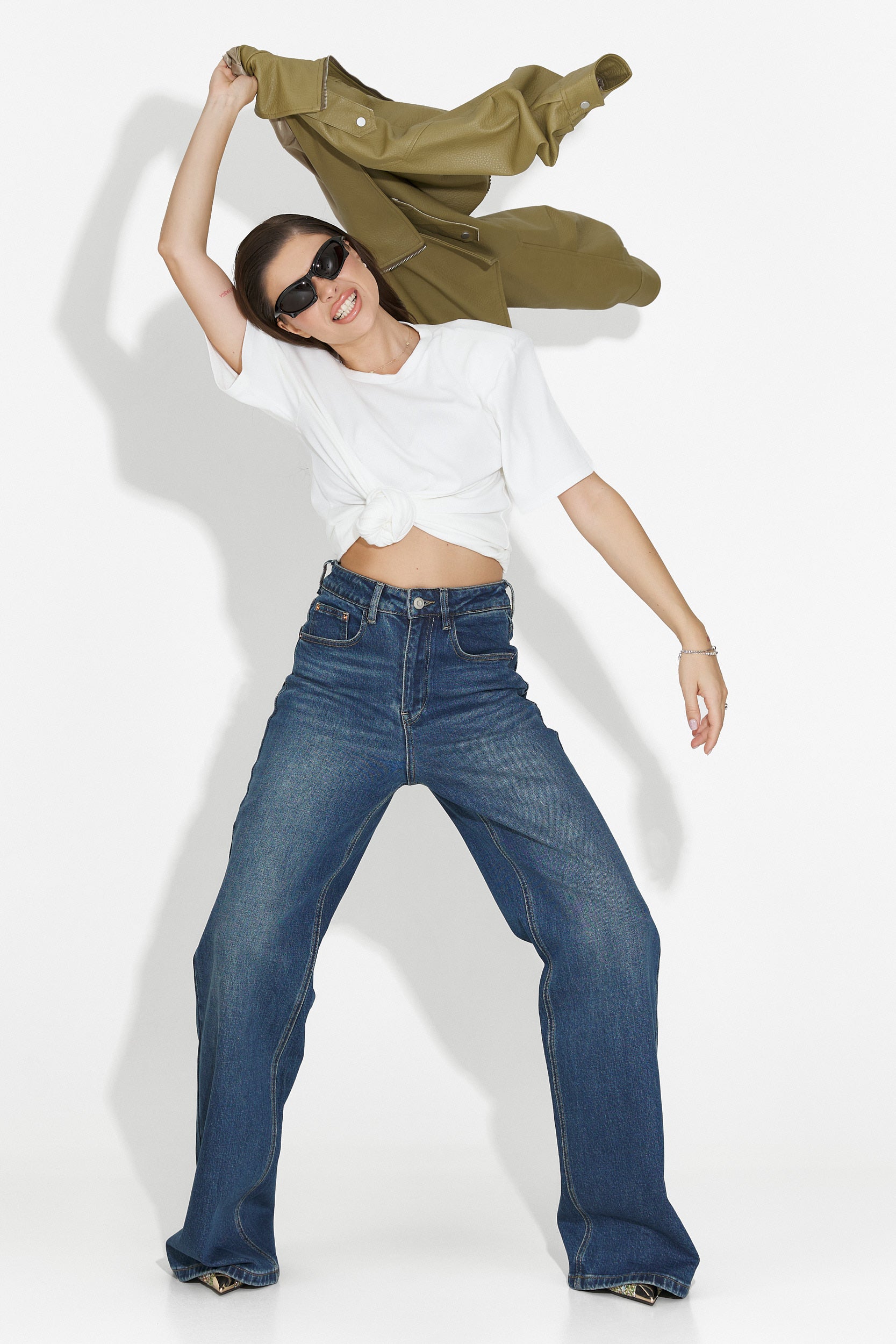 Liorena Bogas tengerészkék női alkalmi farmernadrág