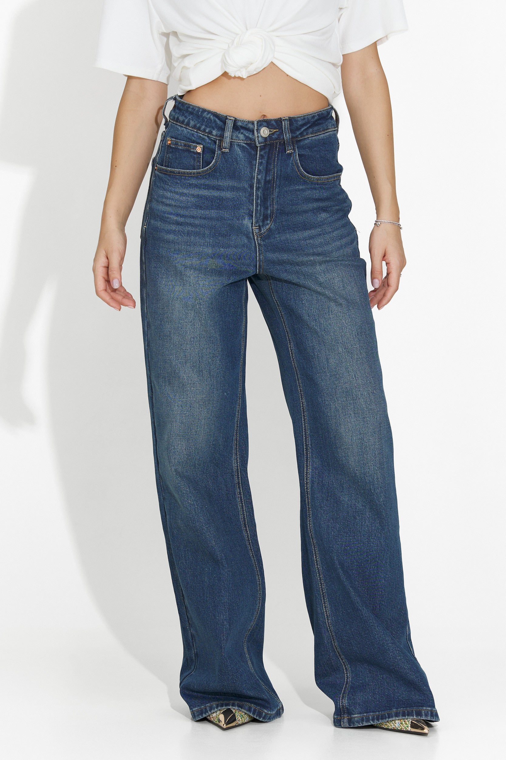 Liorena Bogas tengerészkék női alkalmi farmernadrág