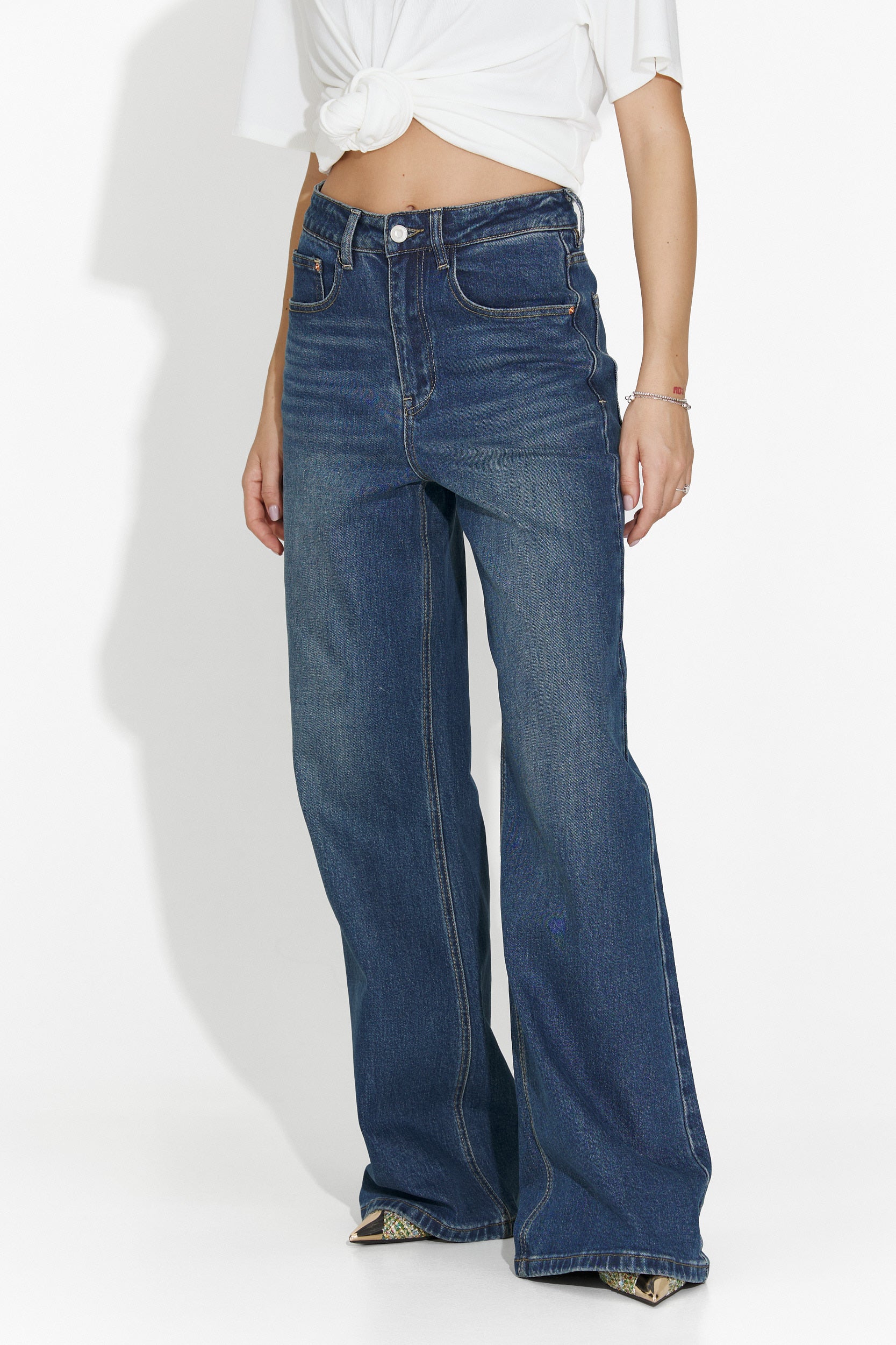 Liorena Bogas tengerészkék női alkalmi farmernadrág