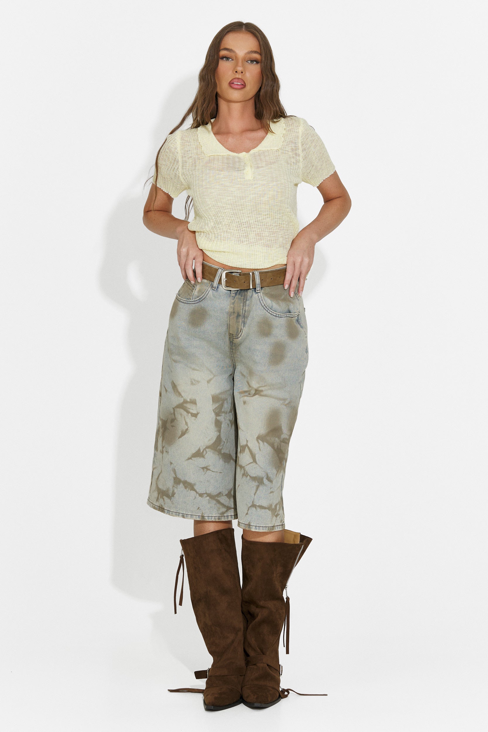 Bristy Bogas khaki női casual farmer