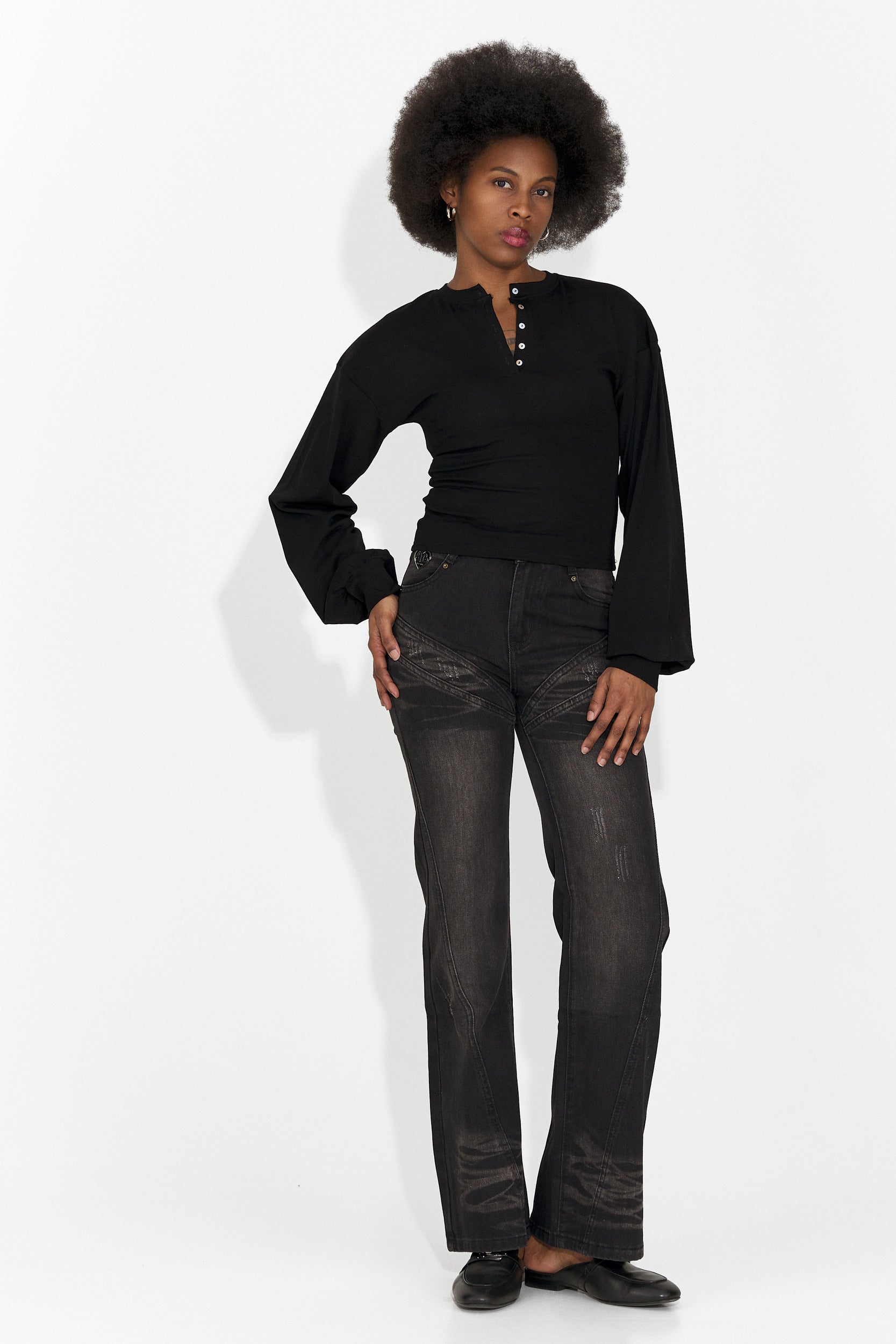 Adeia Bogas Hétköznapi Fekete Női Farmer