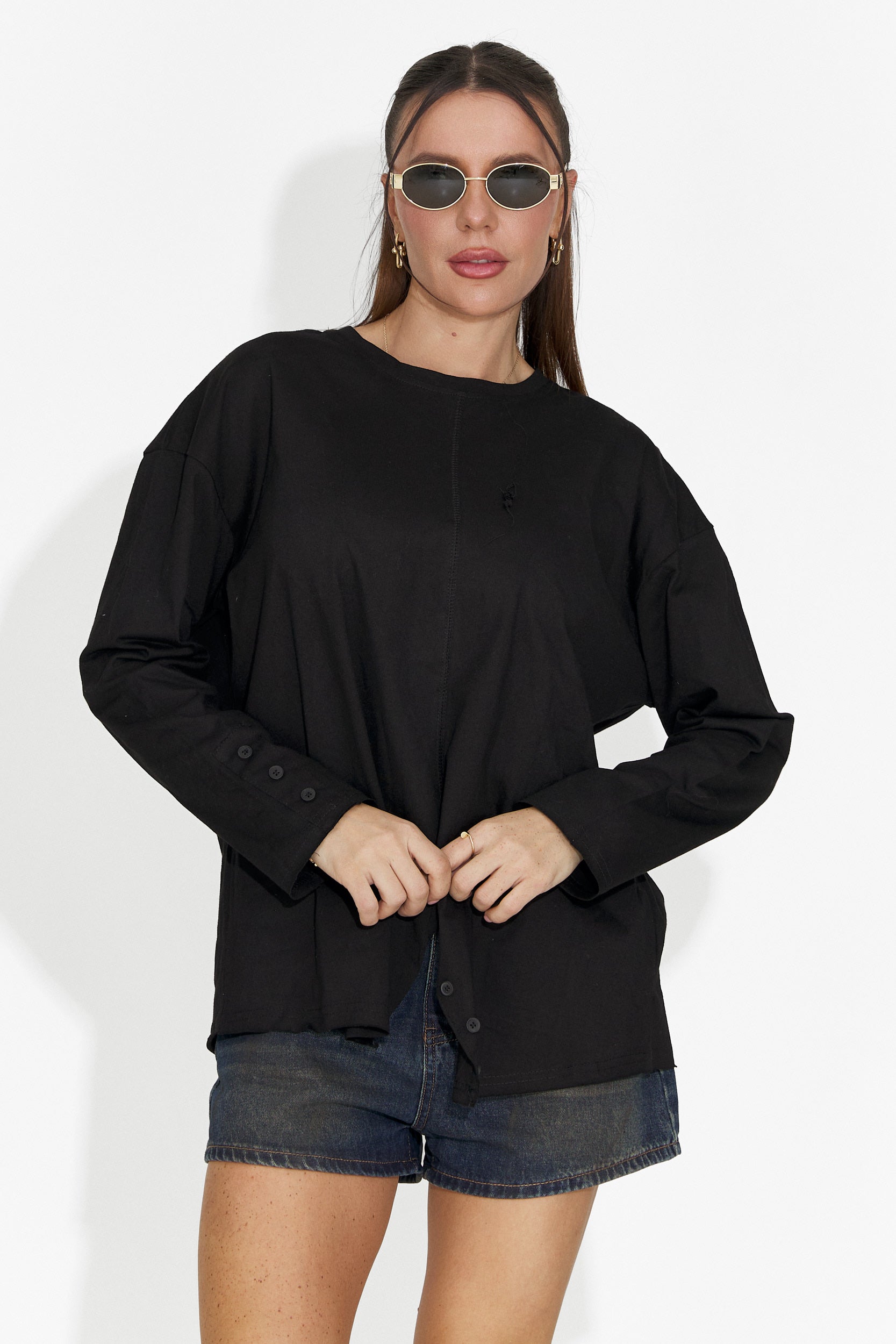 Női fekete alkalmi blúz Chandana Bogas