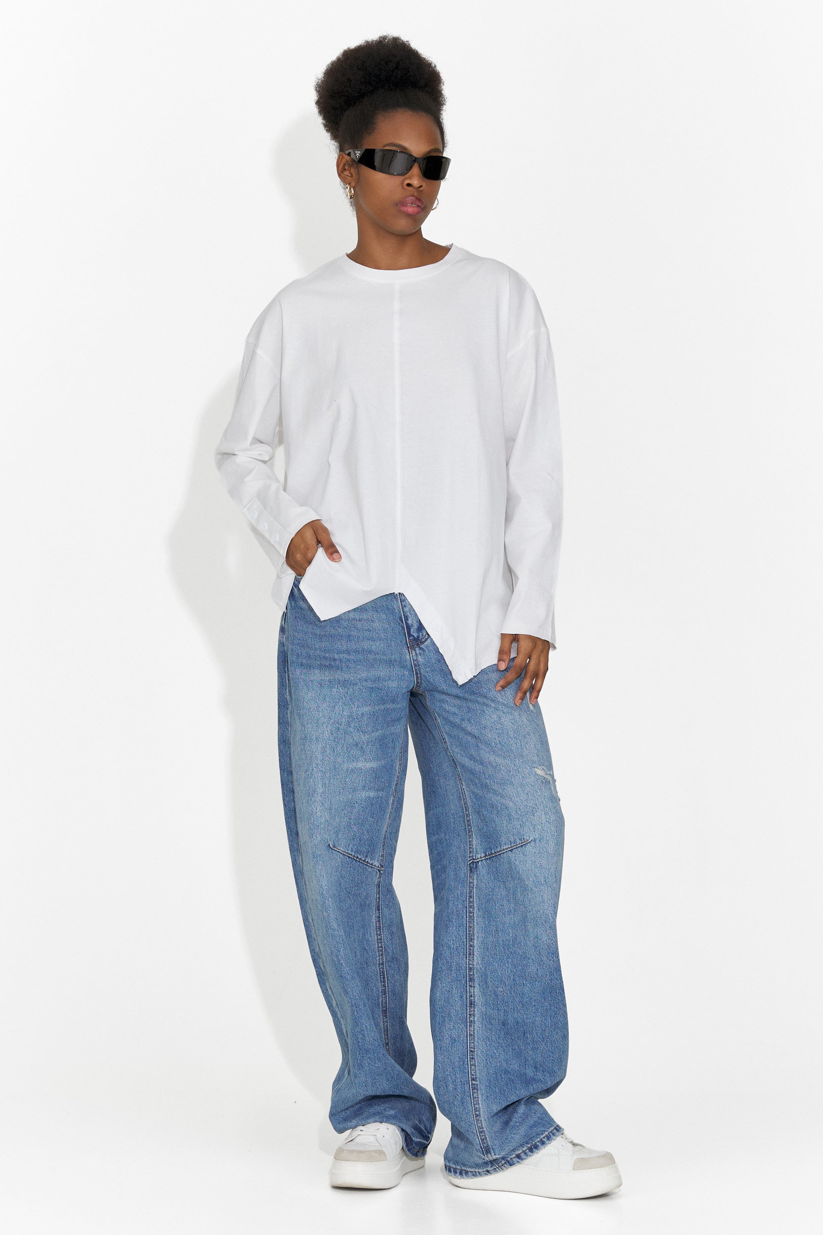 Női alkalmi fehér blúz Chandana Bogas