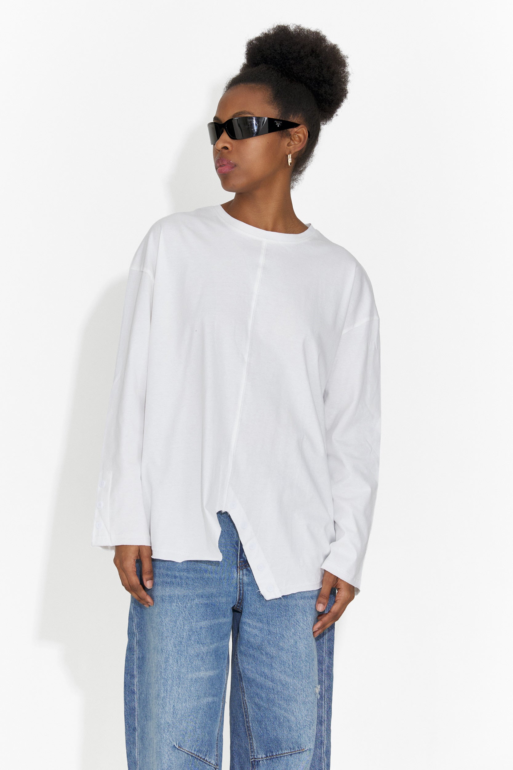 Női alkalmi fehér blúz Chandana Bogas