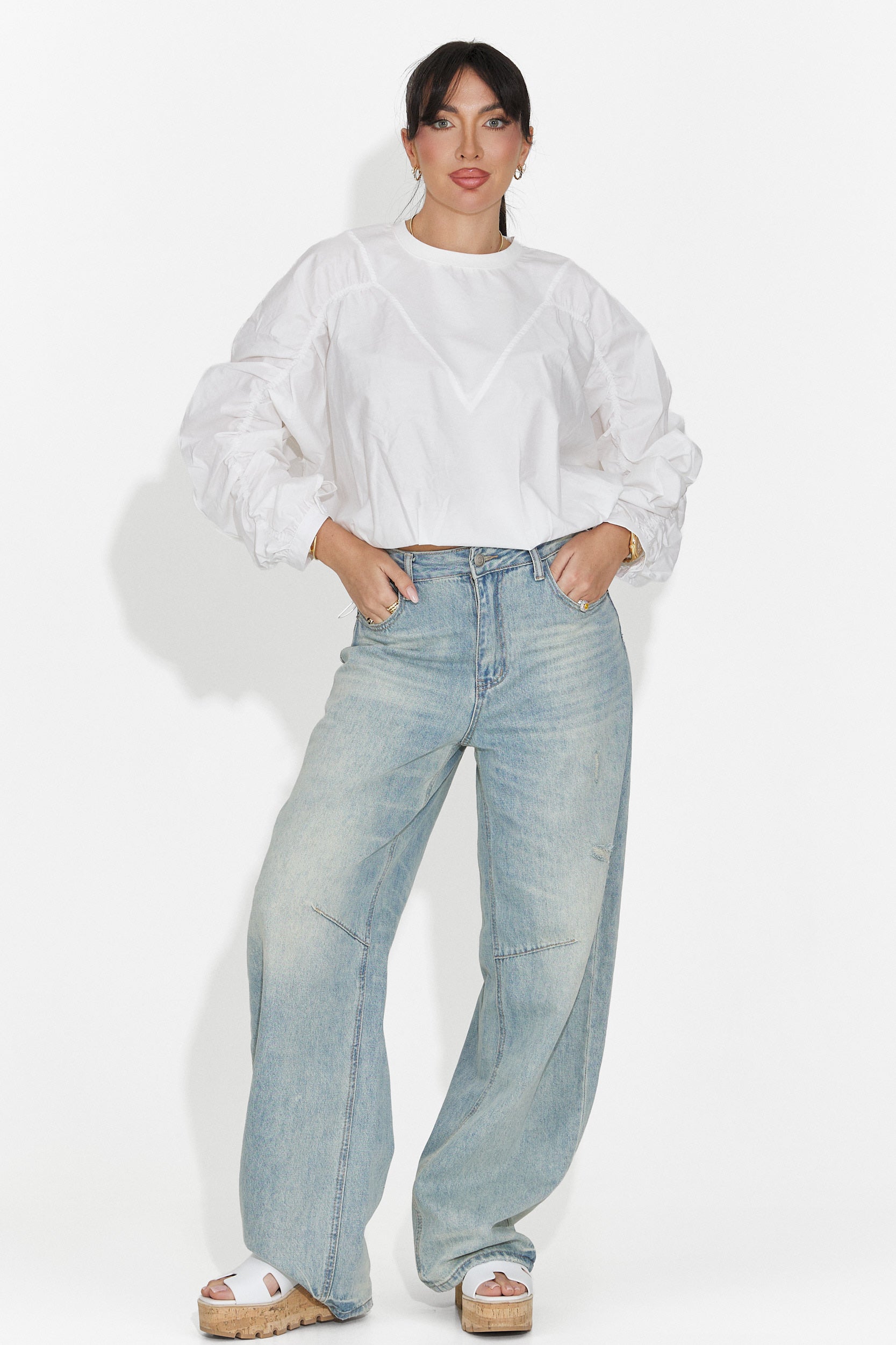 Női alkalmi fehér blúz Donelia Bogas