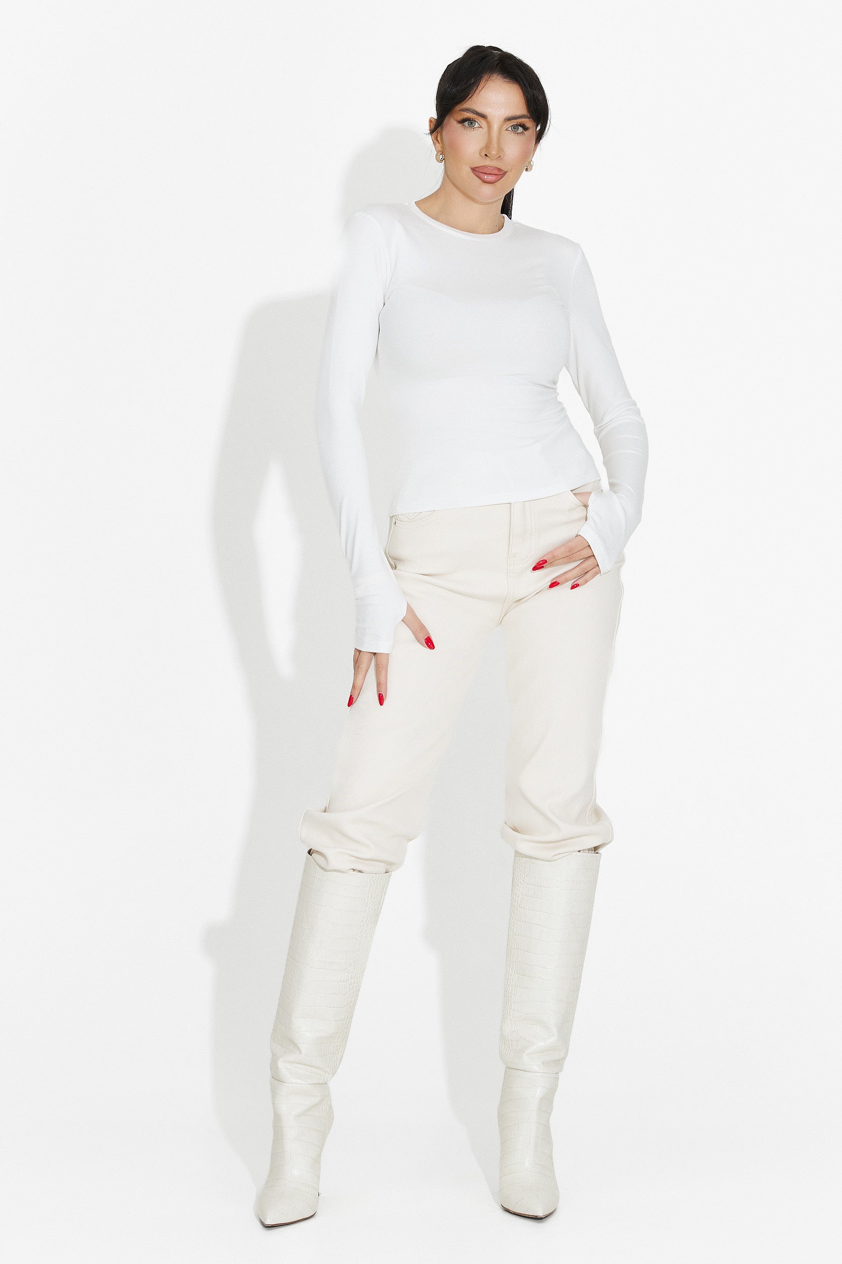 Női alkalmi fehér blúz Kisena bogas