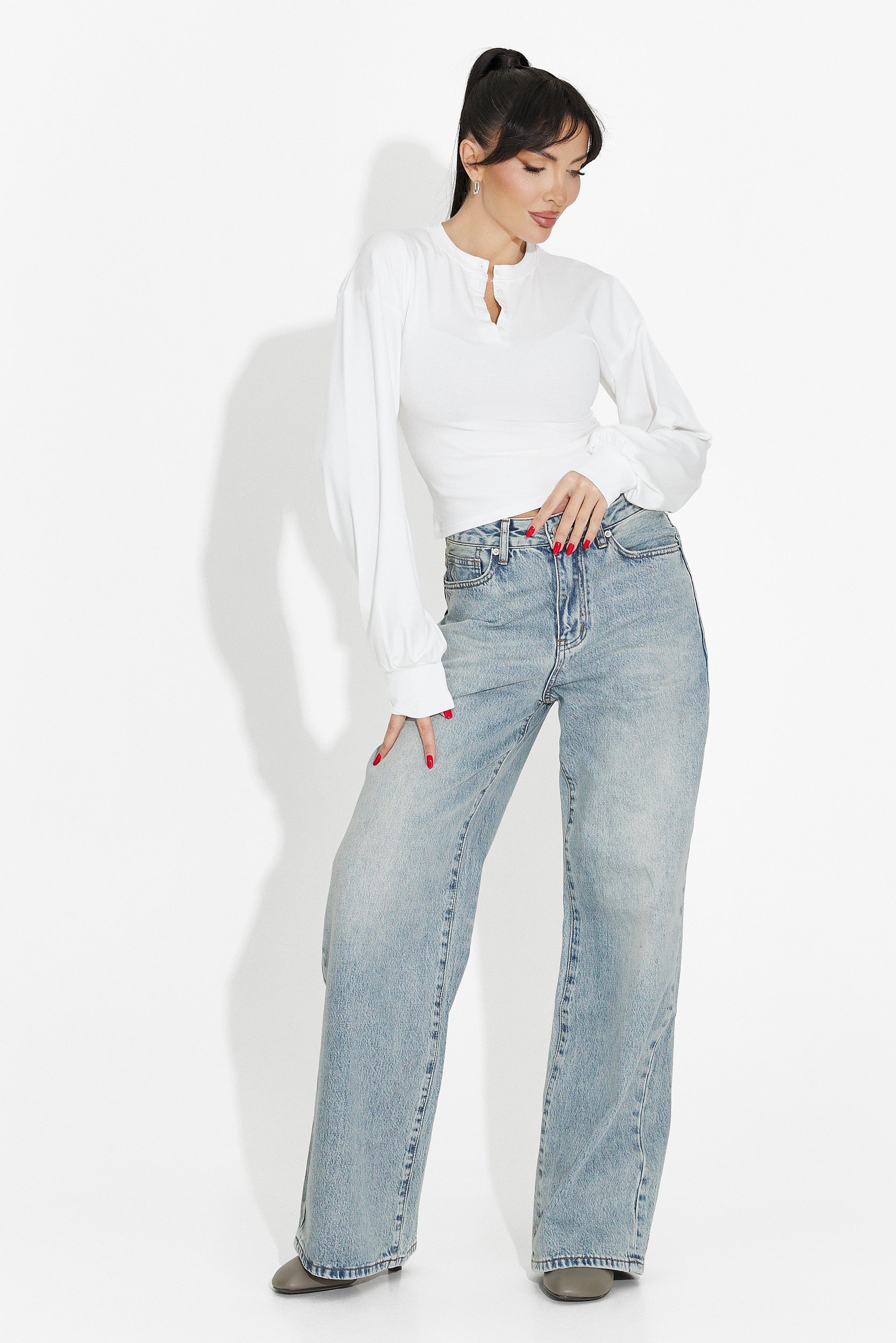 Női alkalmi fehér blúz Tivora Bogas