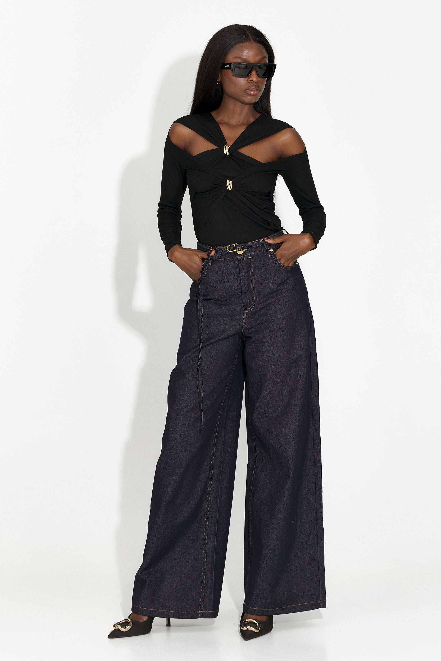 Favira Bogas alkalmi fekete női blúz