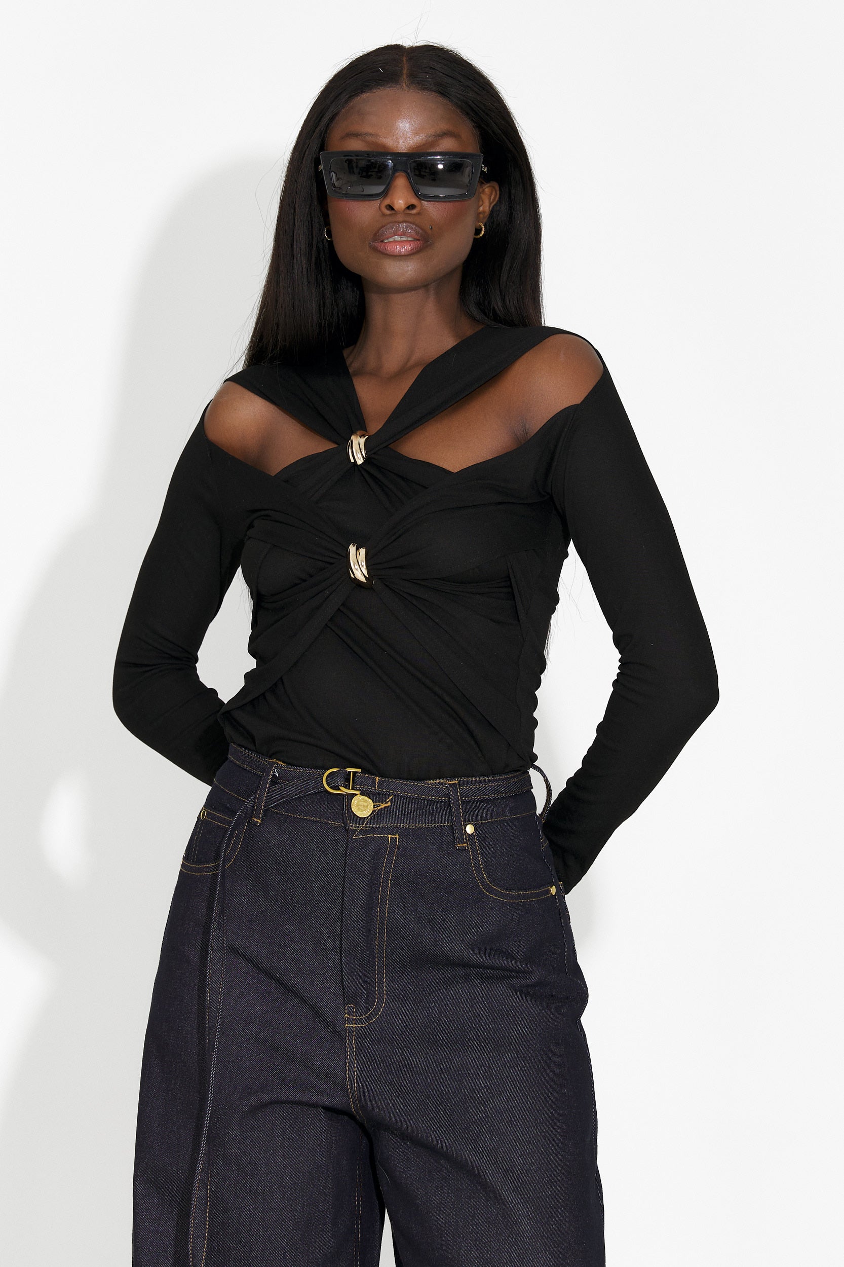 Favira Bogas alkalmi fekete női blúz