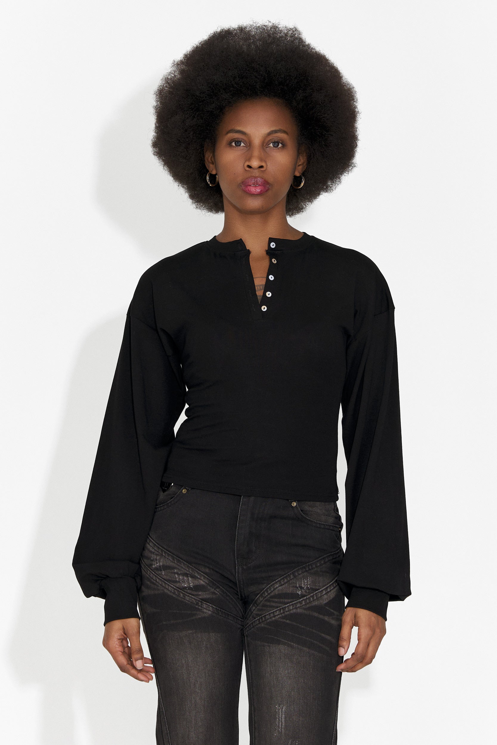 Női alkalmi fekete blúz Tivora Bogas