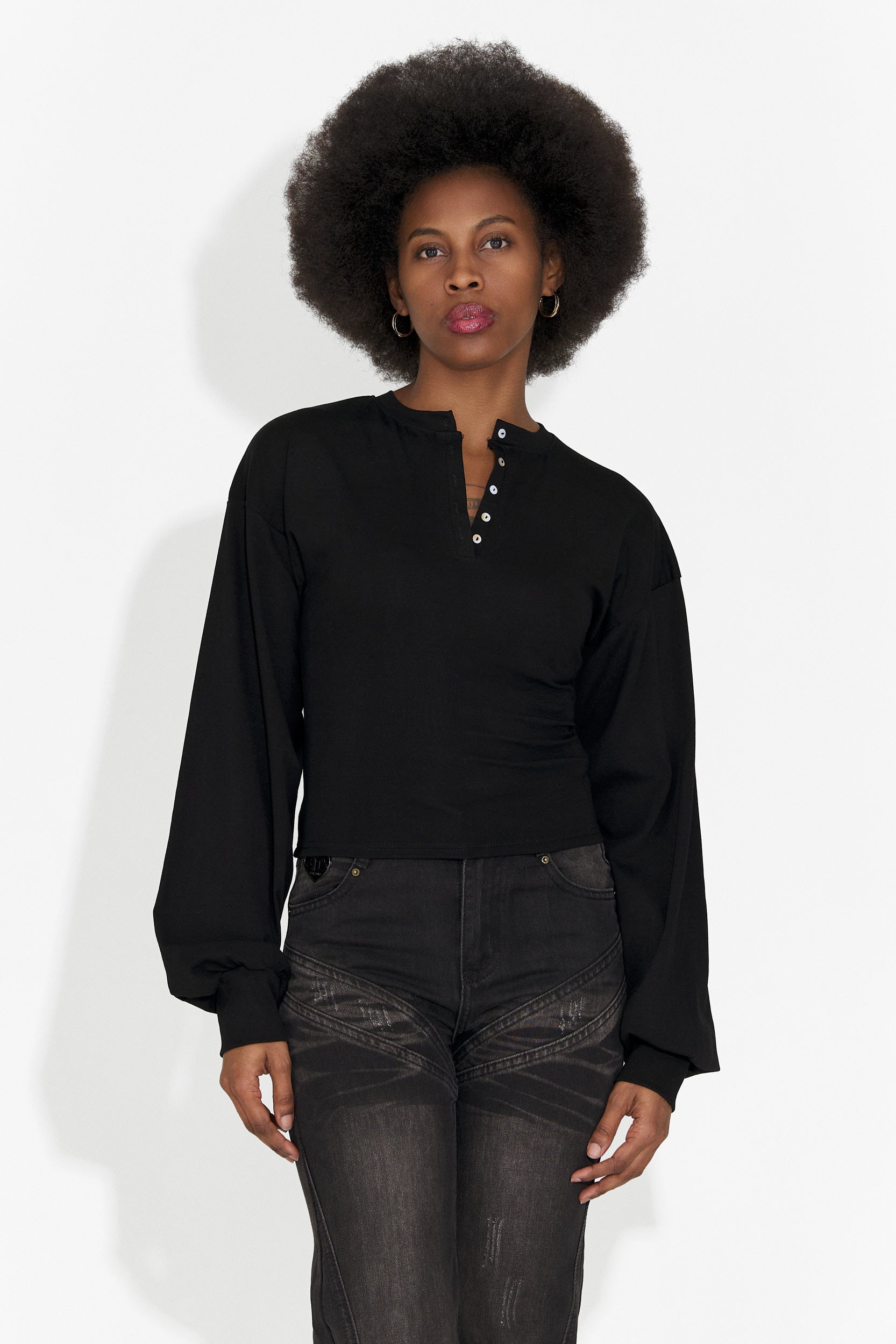 Női alkalmi fekete blúz Tivora Bogas