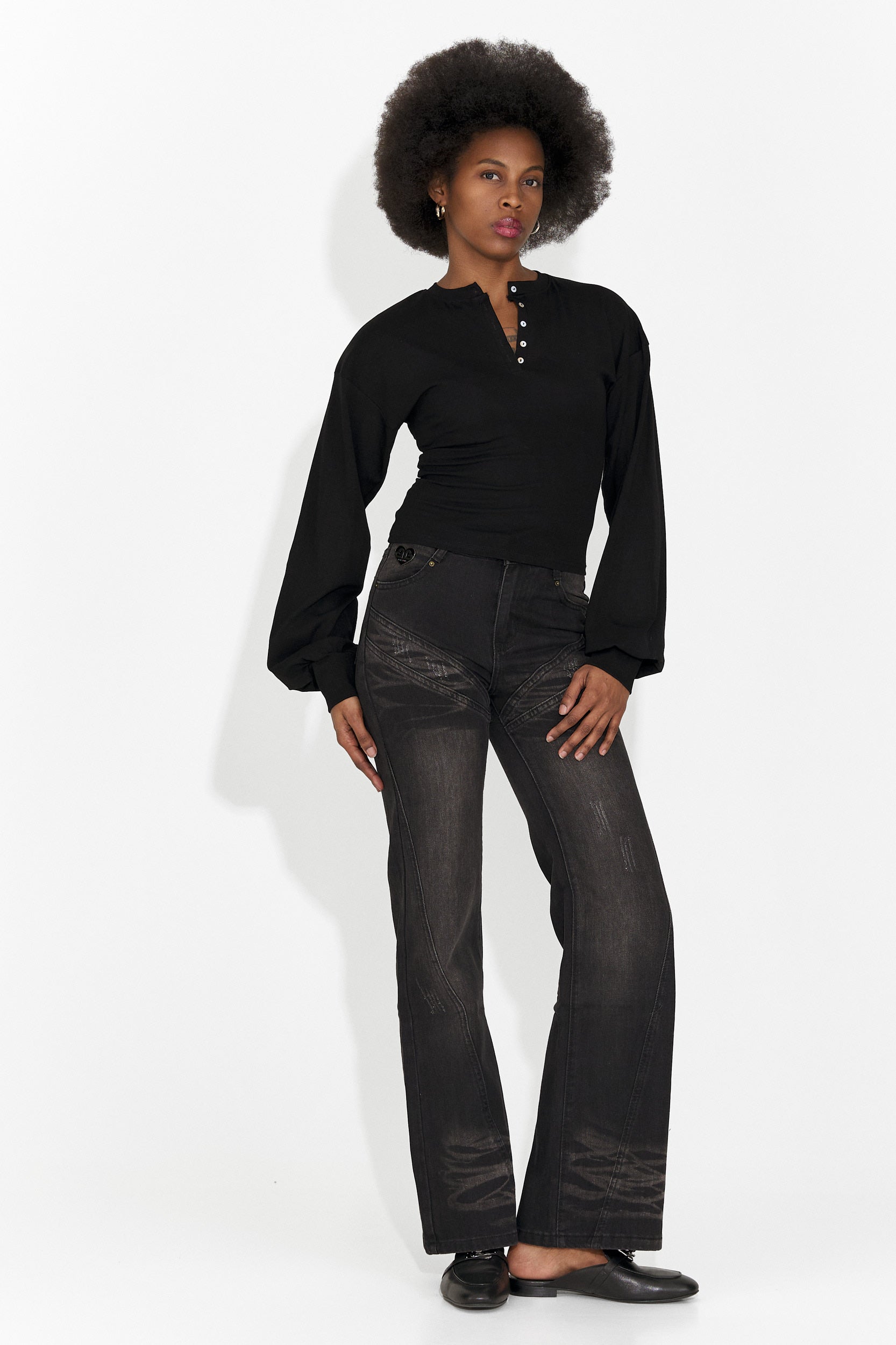 Női alkalmi fekete blúz Tivora Bogas