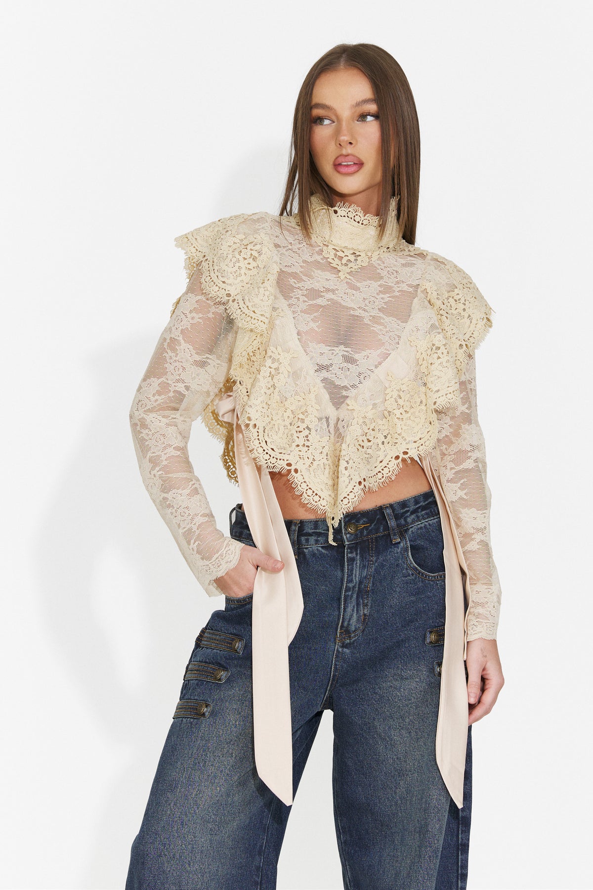 Bluza eleganta bej Glusiraura Bogas