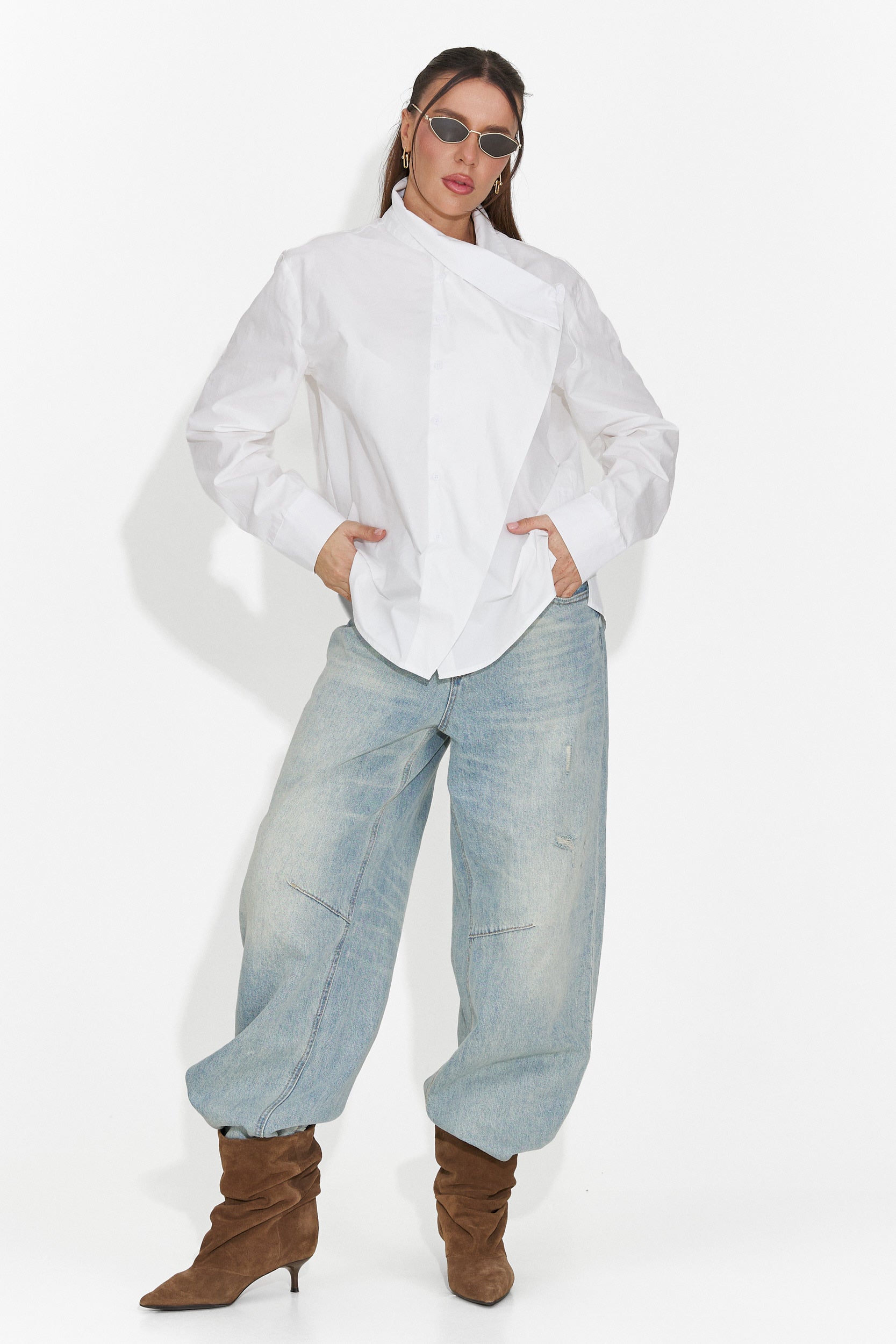 Edinea Bogas Hétköznapi Fehér Női Ing