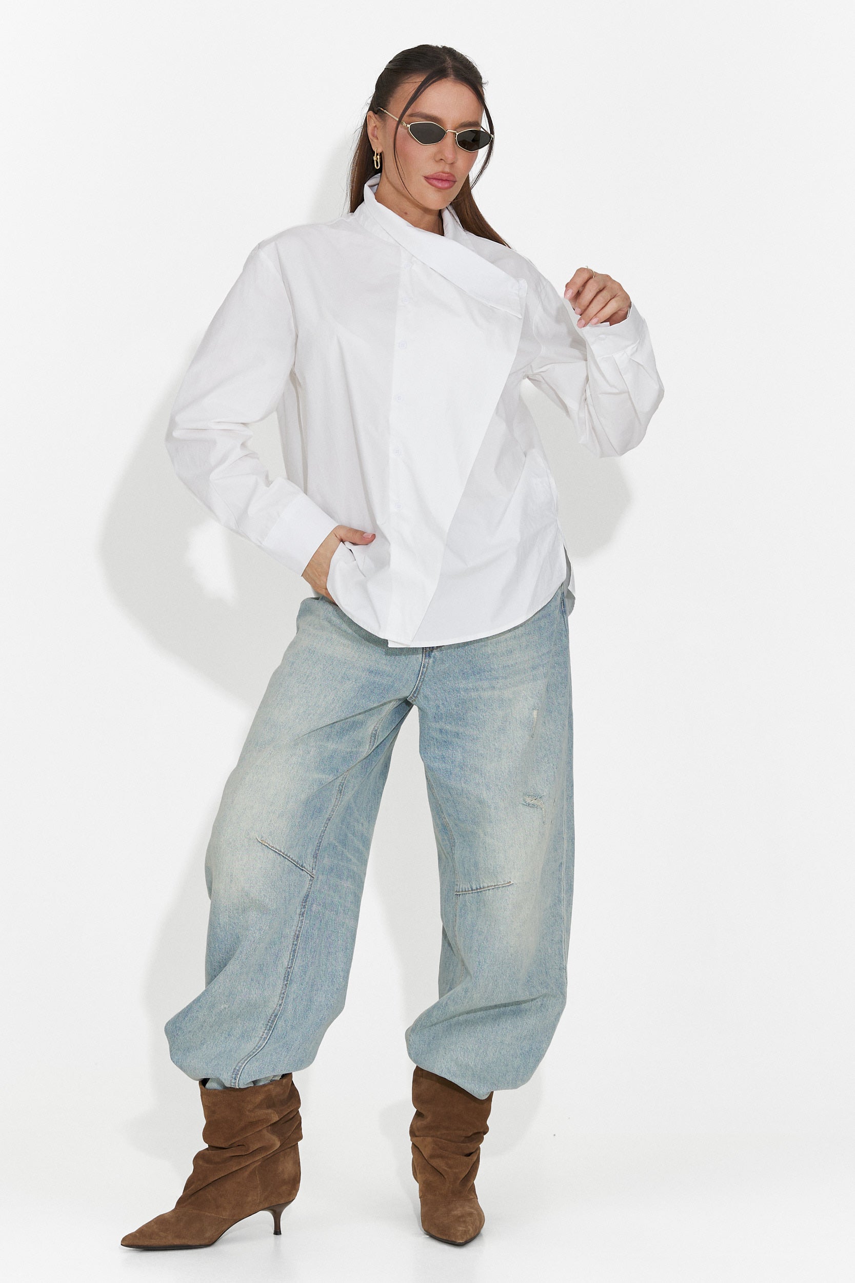 Edinea Bogas Hétköznapi Fehér Női Ing