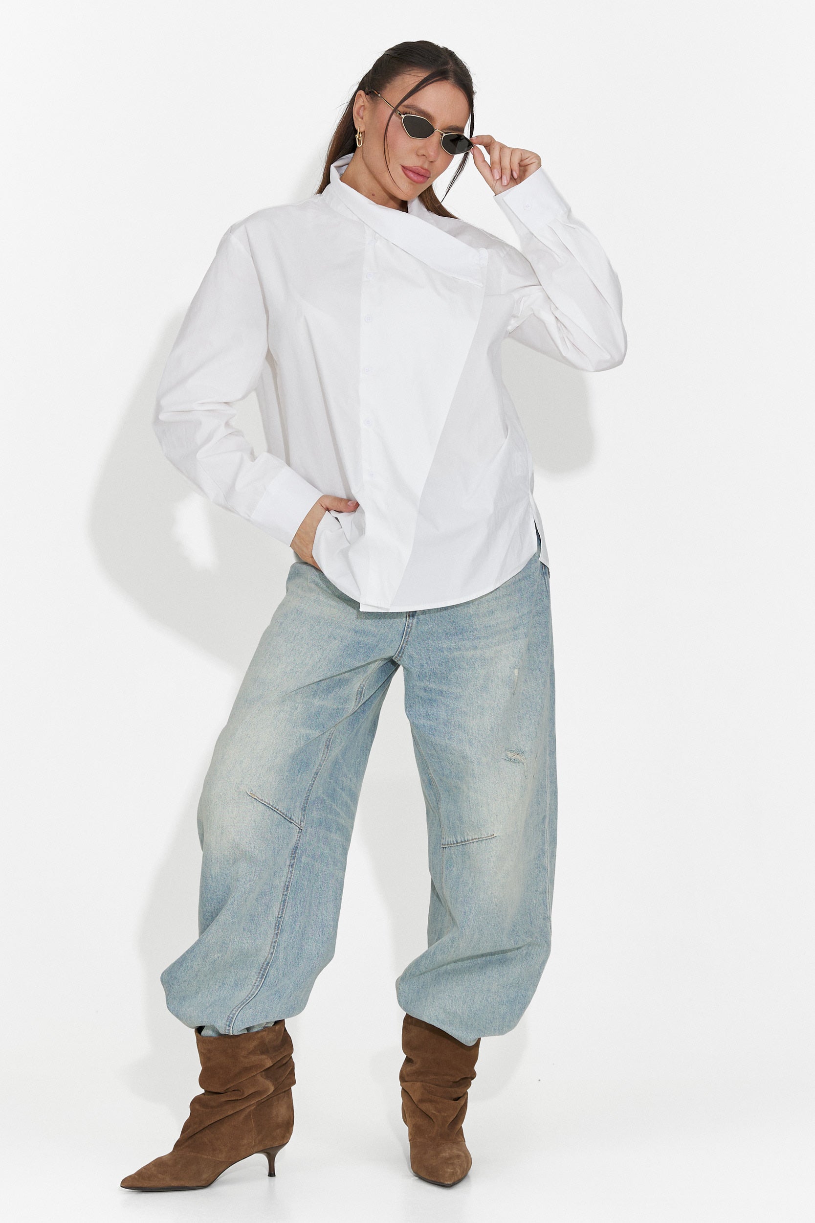 Edinea Bogas Hétköznapi Fehér Női Ing