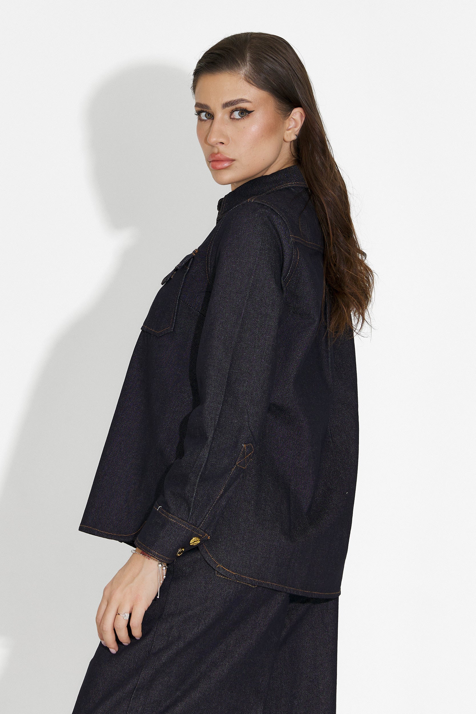 Melena Bogas Tengerészkék Lazac Női Ing