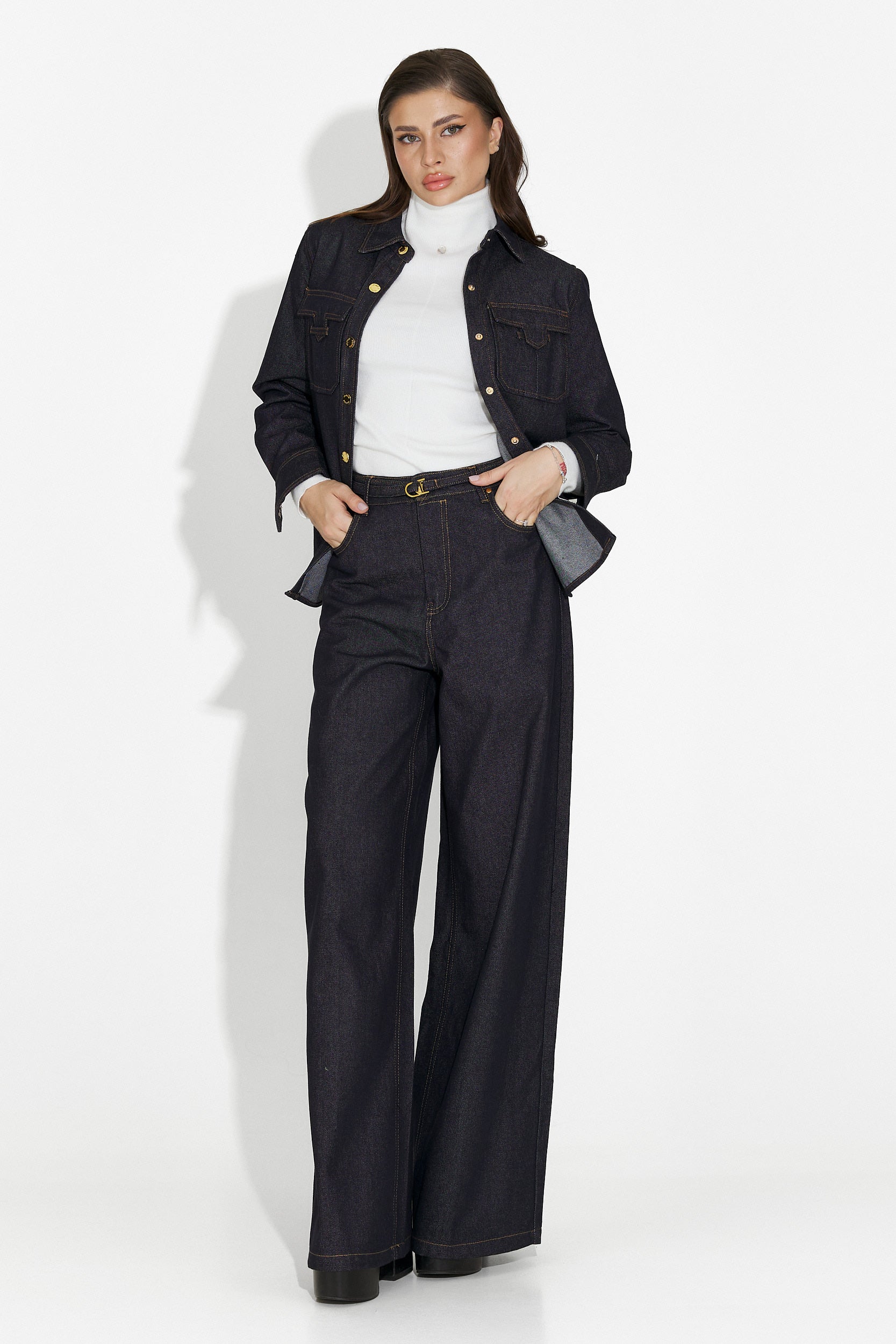 Melena Bogas Tengerészkék Lazac Női Ing