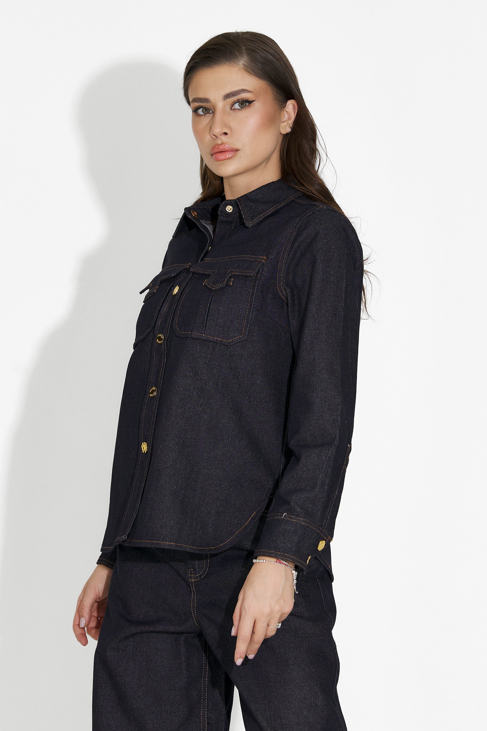 Melena Bogas Tengerészkék Lazac Női Ing