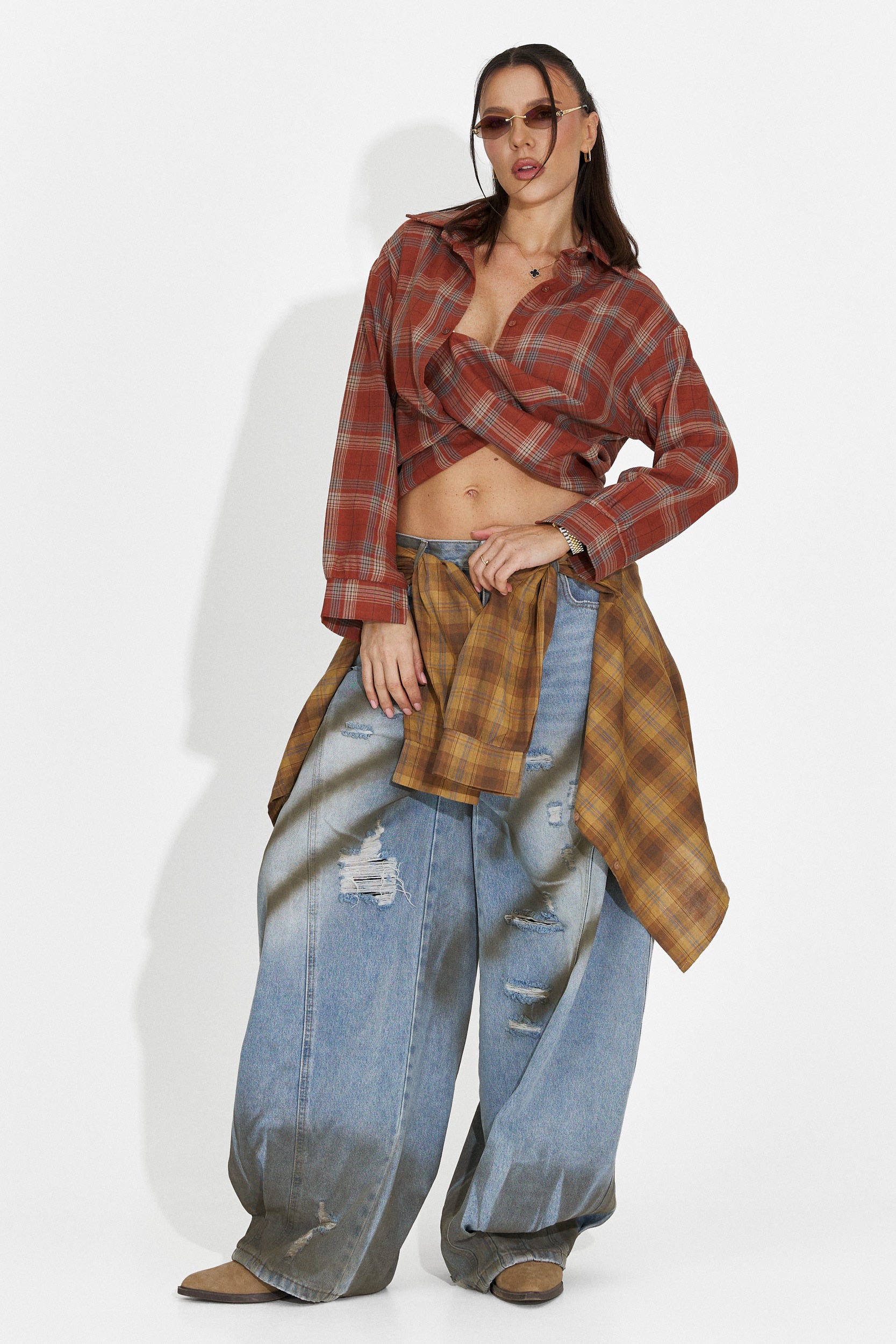 Laza Tégla Piros Női Ing Barcely Bogas