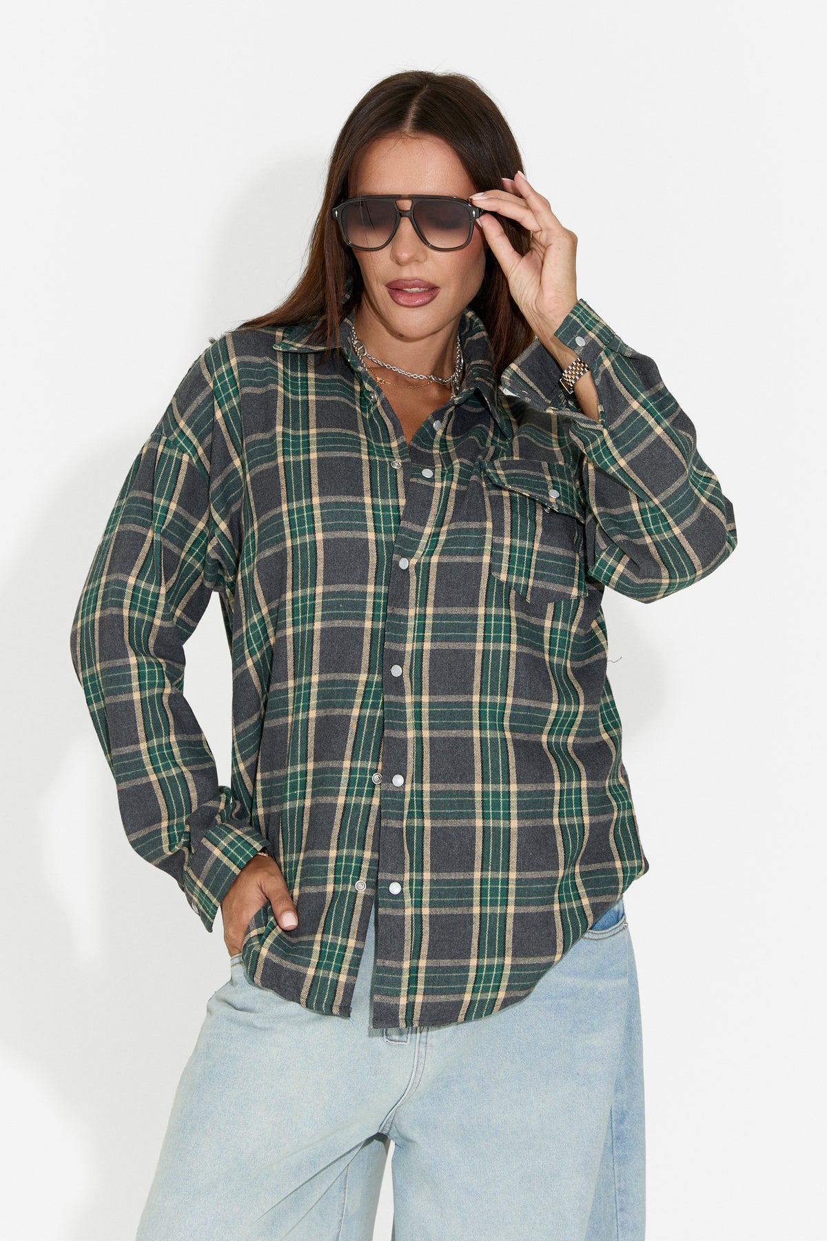 Camasa dama casual verde inchis Importas Bogas