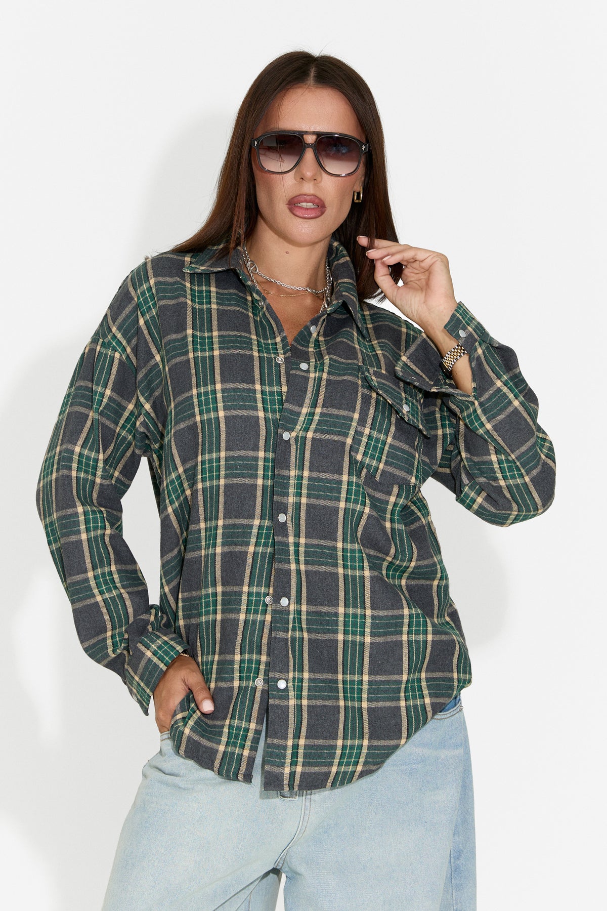 Camasa dama casual verde inchis Importas Bogas