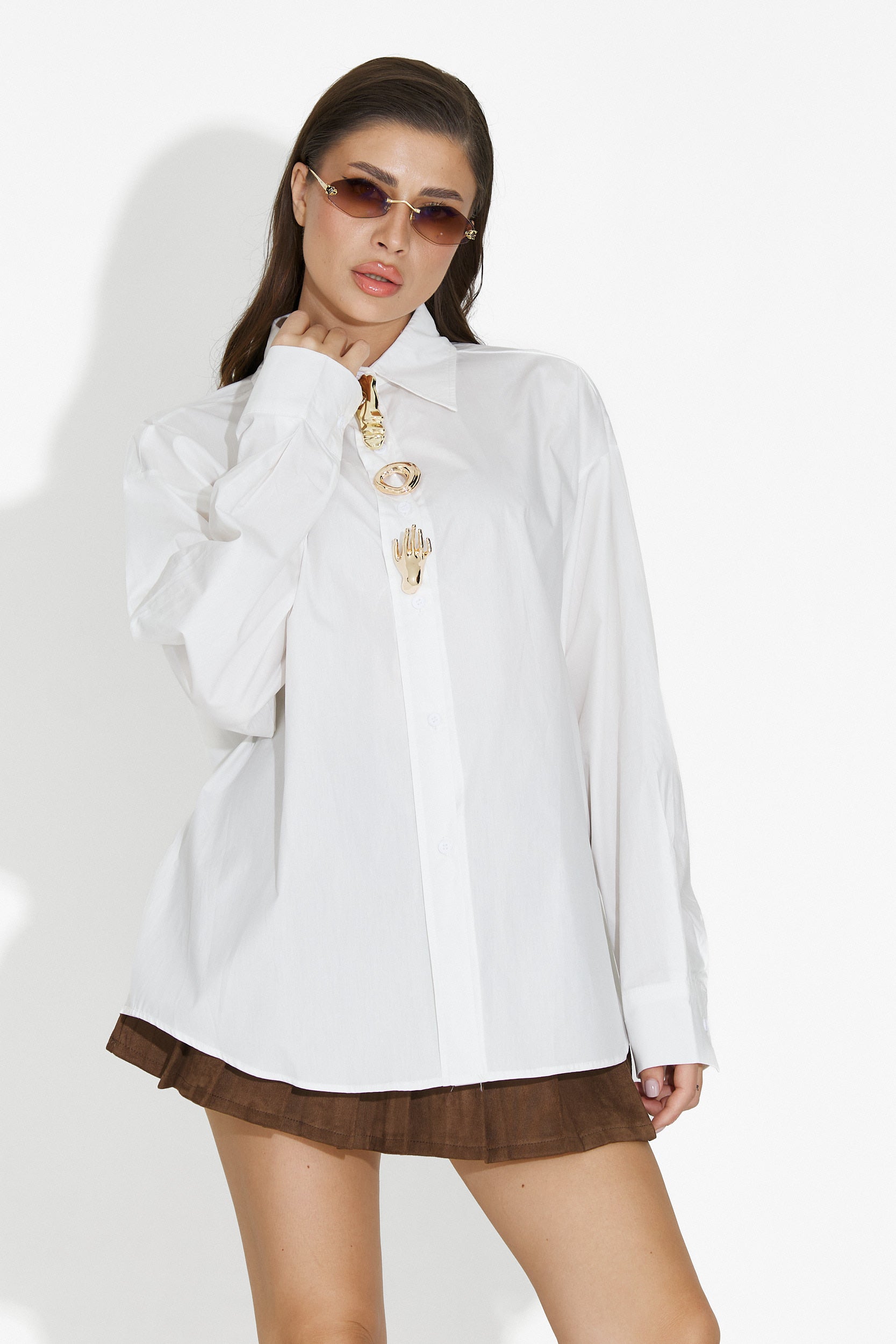 Feyora Bogas Elegáns Fehér Női Ing