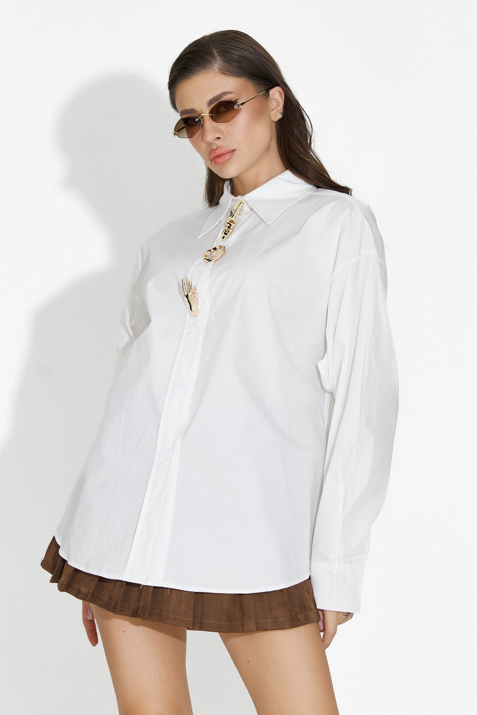 Feyora Bogas Elegáns Fehér Női Ing