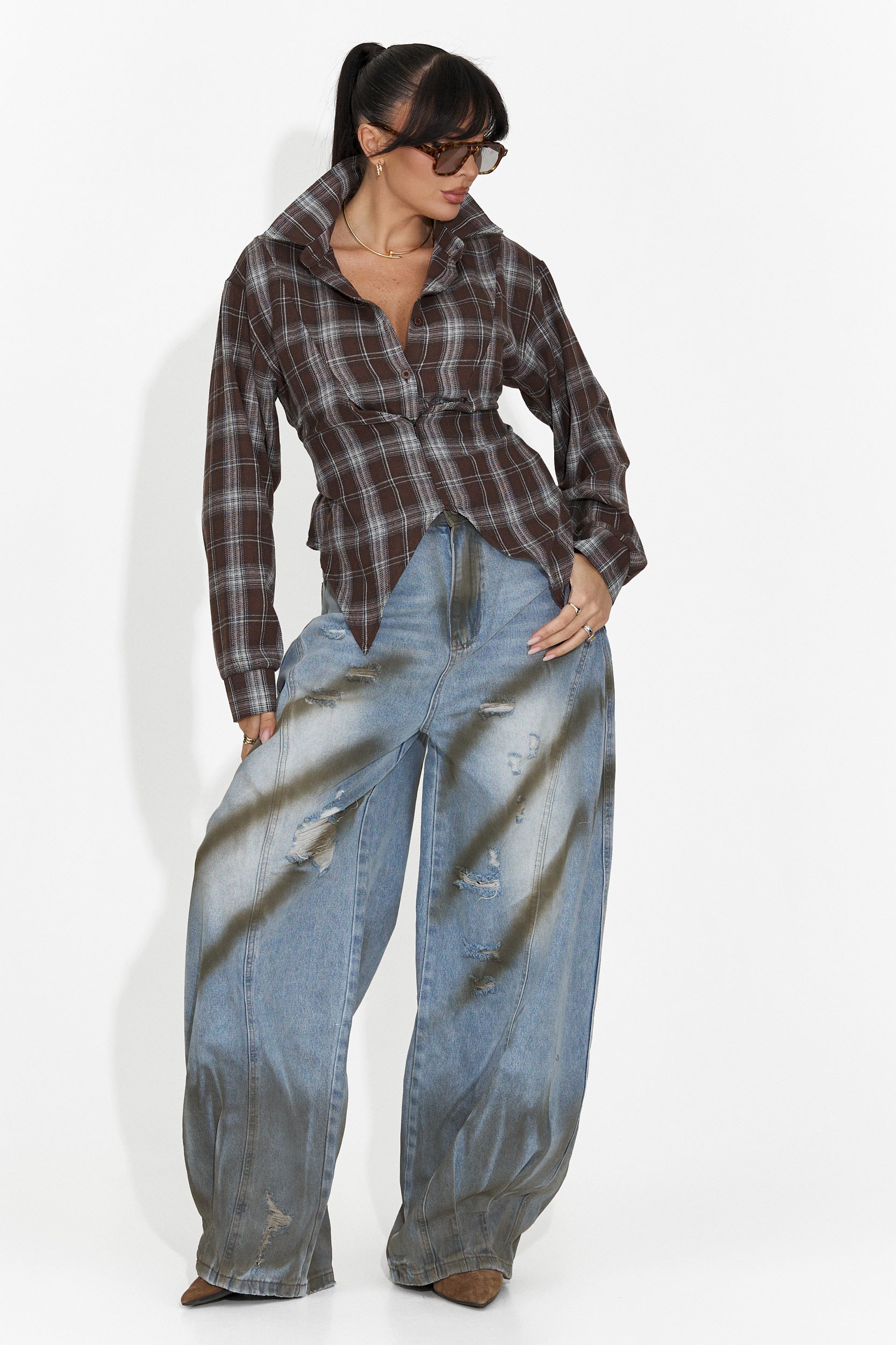 Női elegáns barna blúz Afinia Bogas