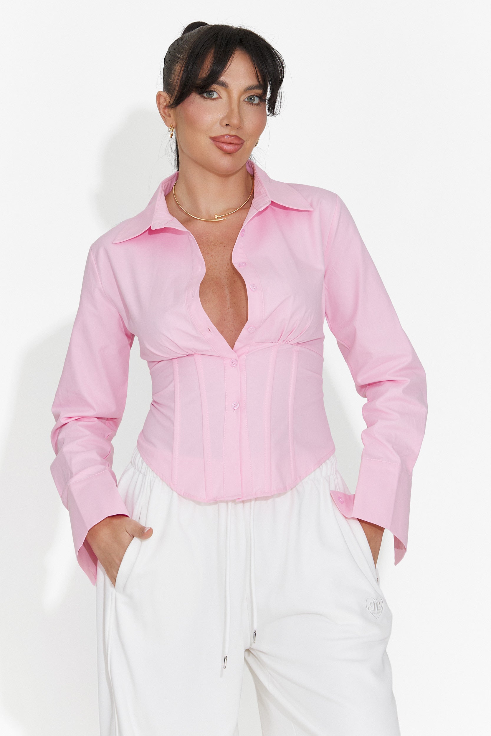 Elegáns rózsaszín női ing Lorina Bogas