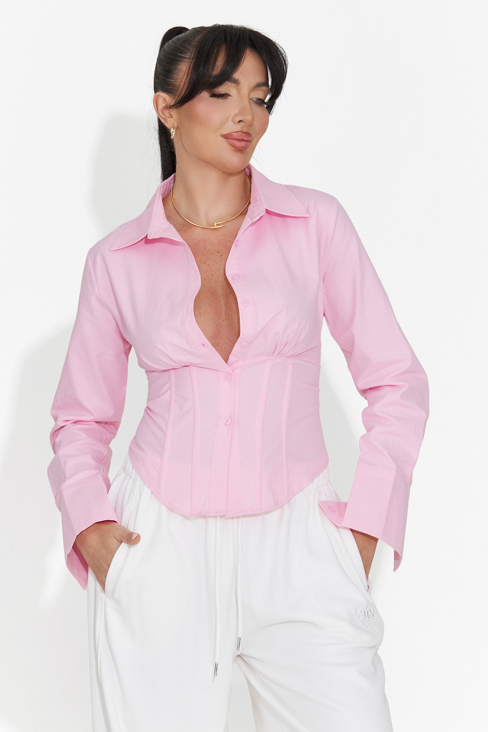 Elegáns rózsaszín női ing Lorina Bogas