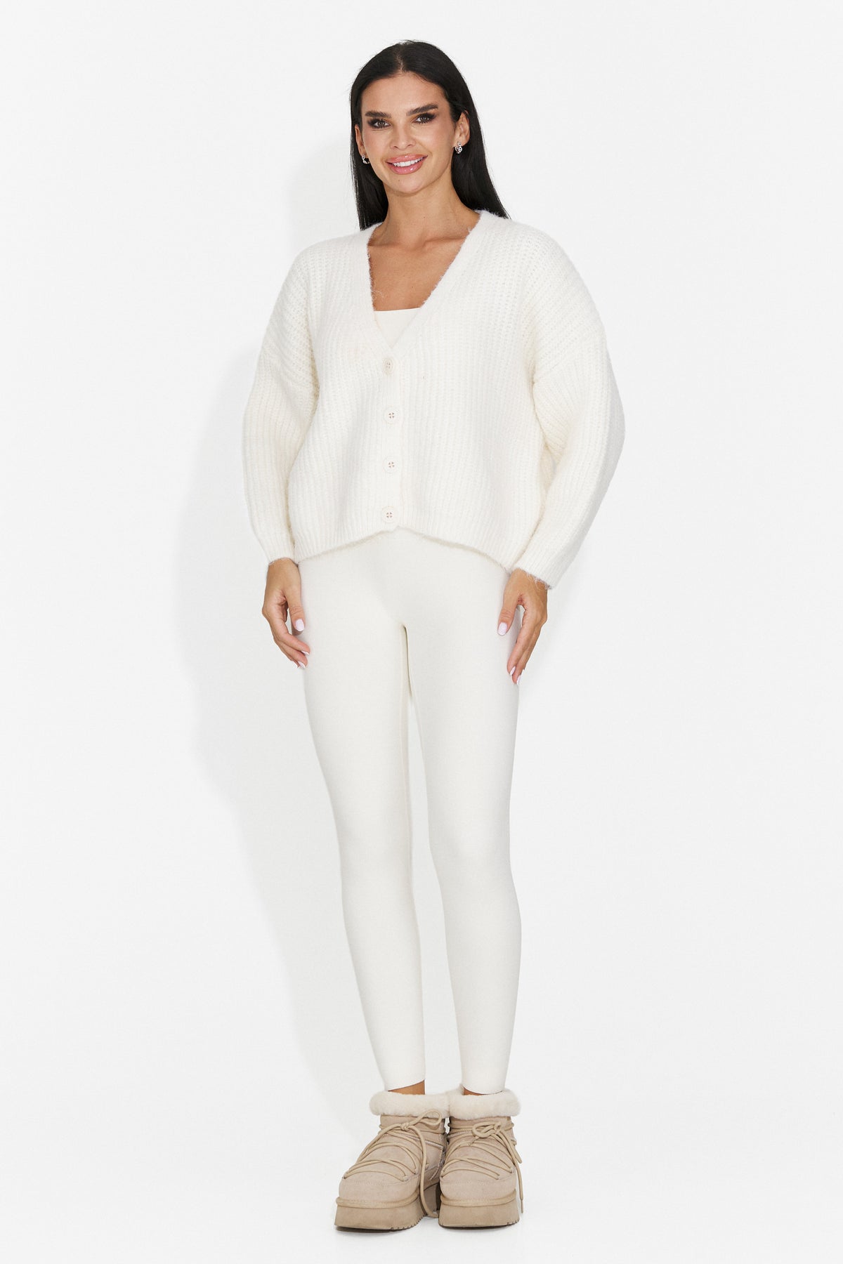 Cardigan casual crem Dyroliara Bogas