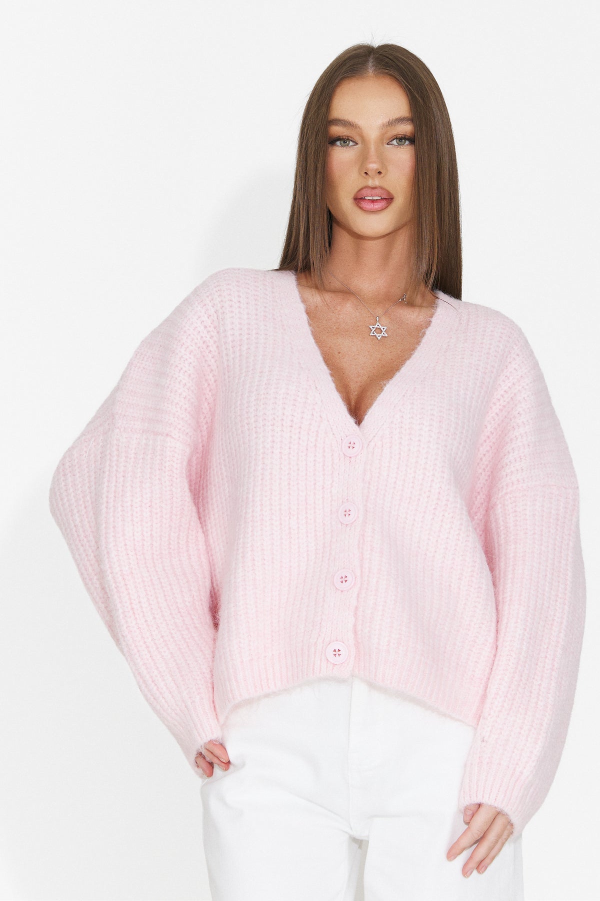 Cardigan casual roz Dyroliara Bogas