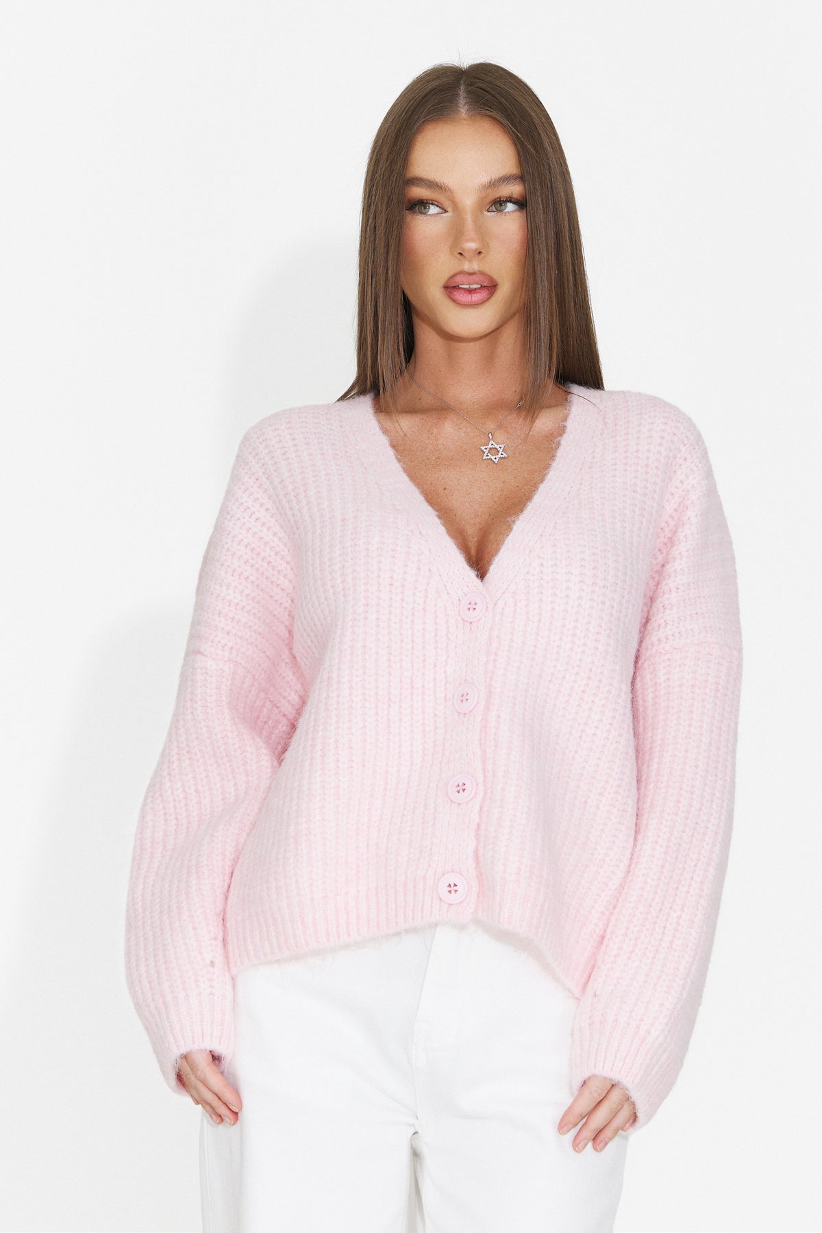Cardigan casual roz Dyroliara Bogas