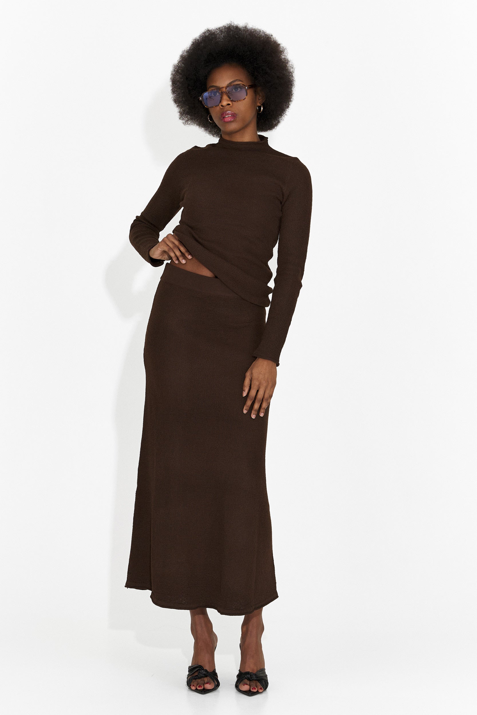 Barna, hétköznapi szoknyás együttes Melonia Bogas