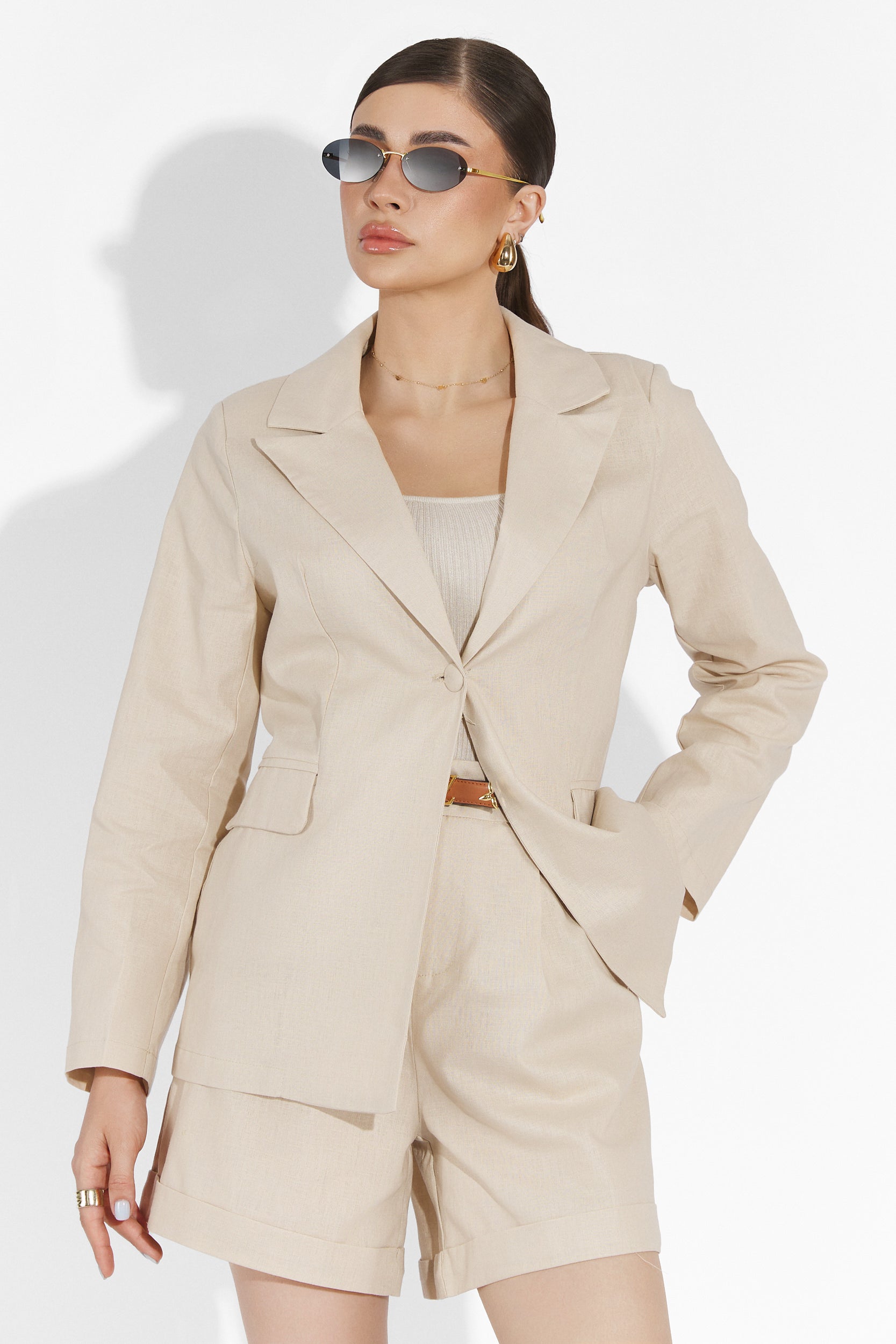 Dodle Bogas Krém Színű Rövidnadrág Szett