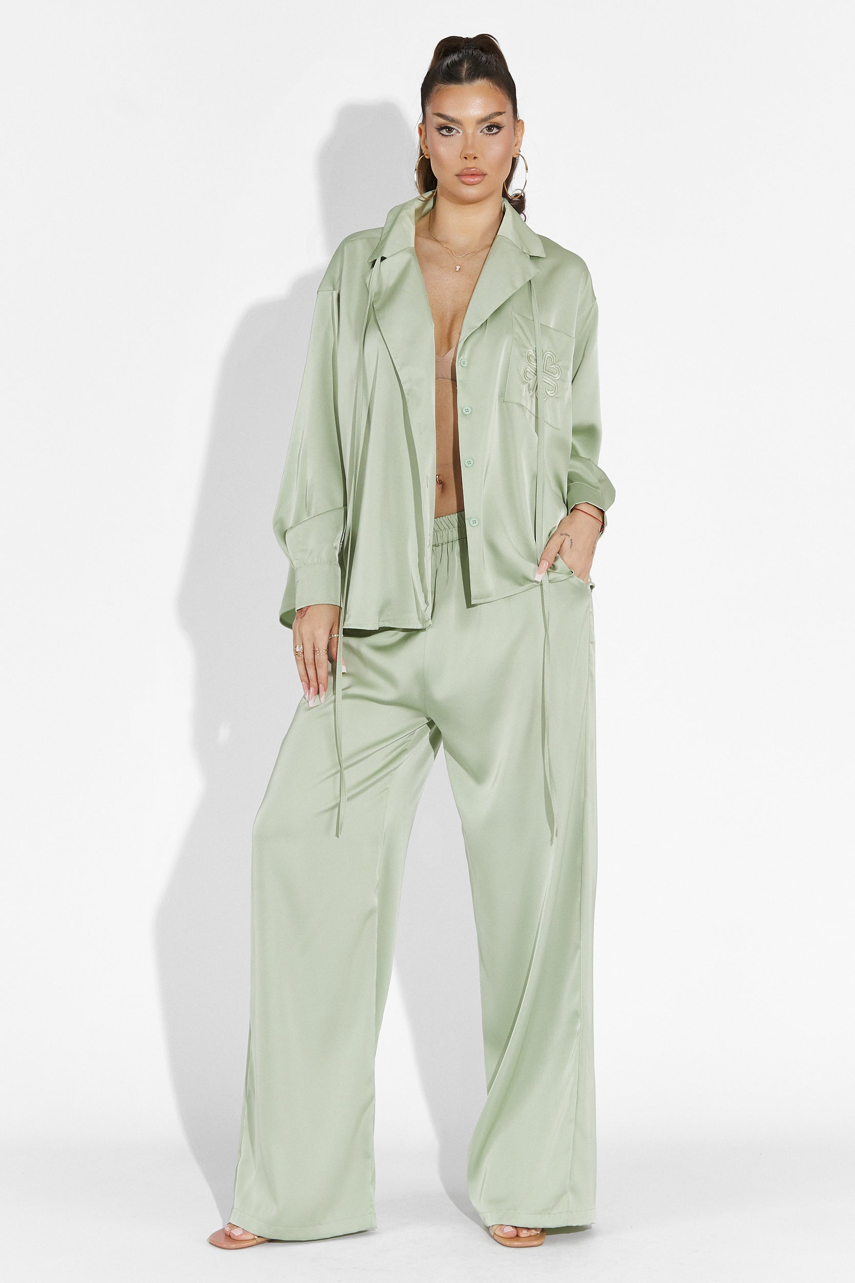 Compleu cu pantaloni verde lime Nikanor Bogas