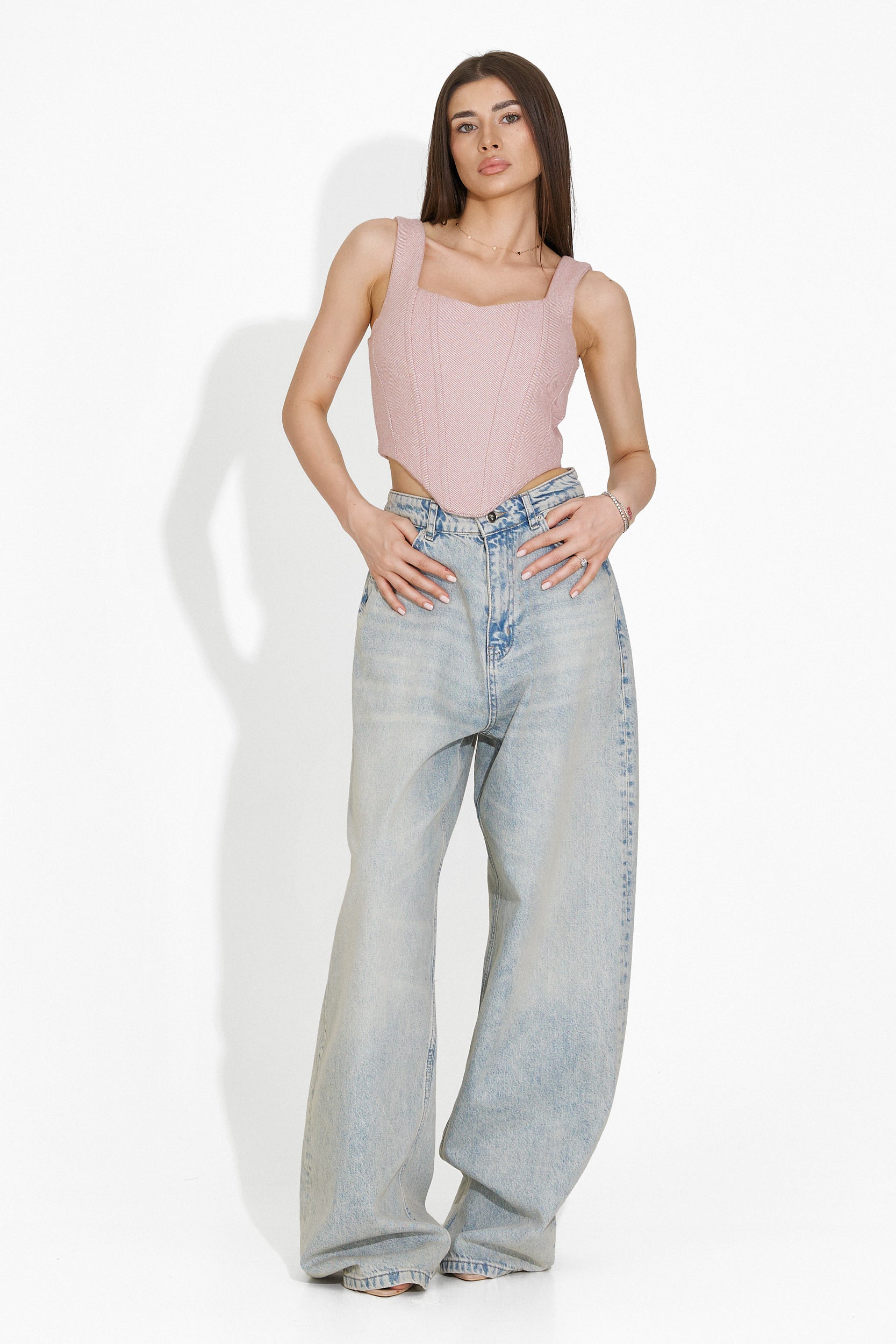 Elegáns Rózsaszín Hershel Bogas Női Fűző