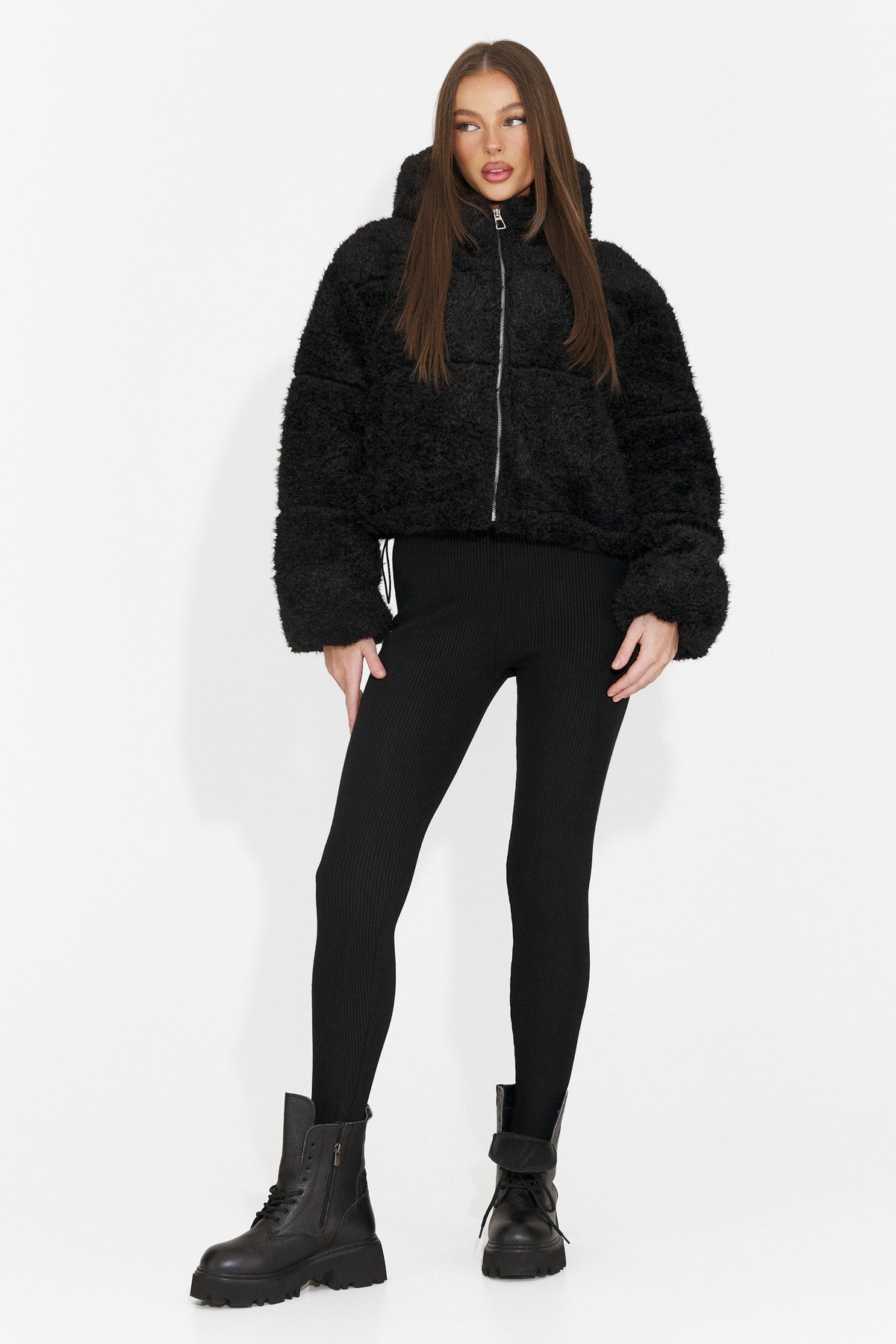 Geaca casual neagra Derenoena Bogas