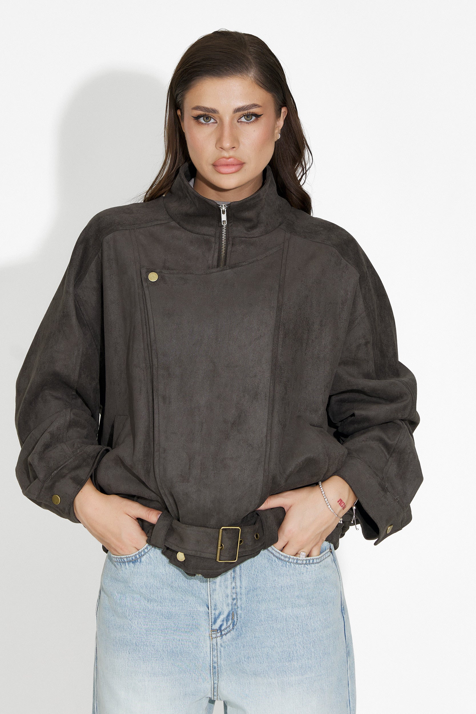 Ismoria Bogas Kényelmes Szürke Női Dzseki