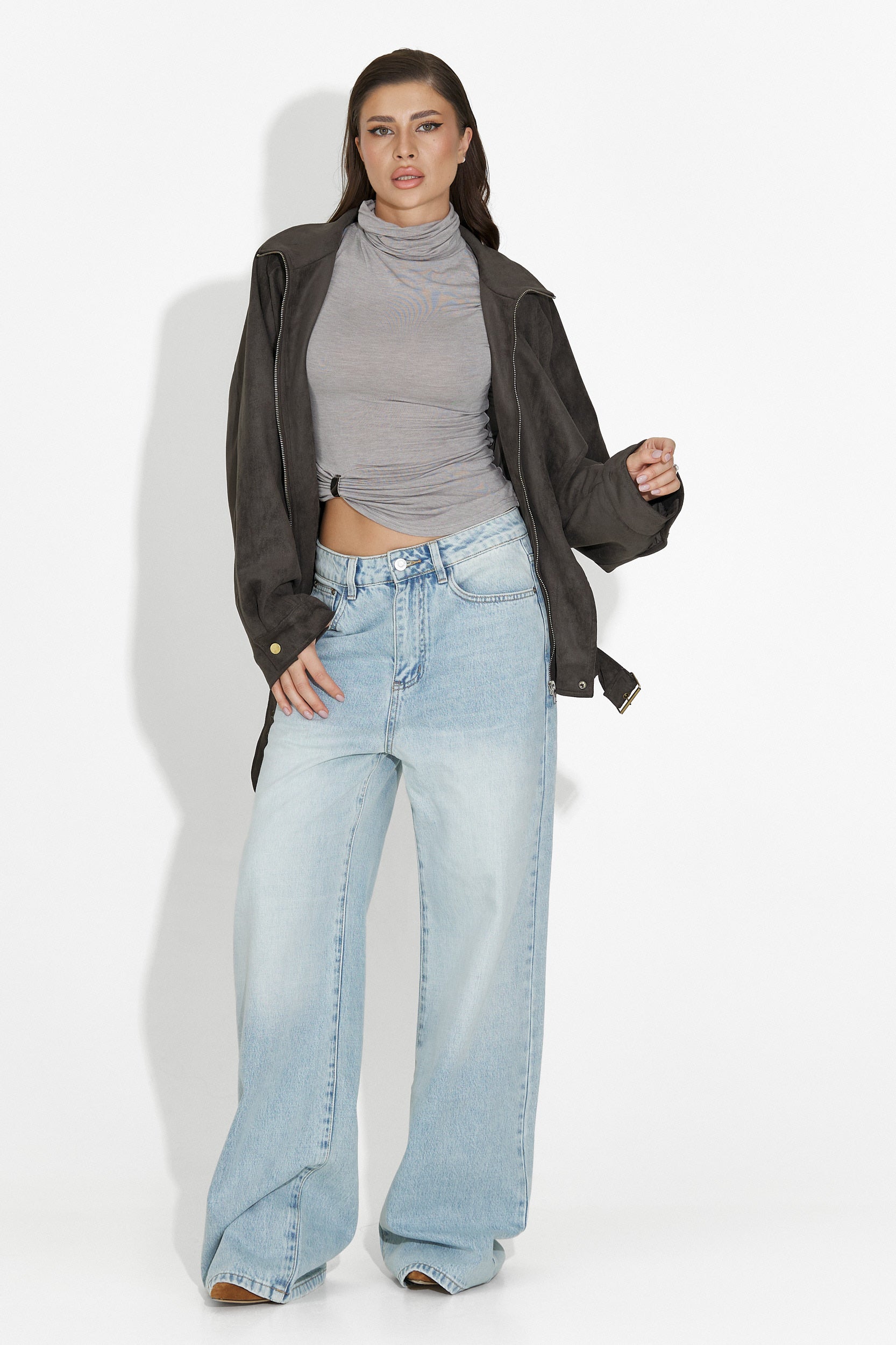 Ismoria Bogas Kényelmes Szürke Női Dzseki