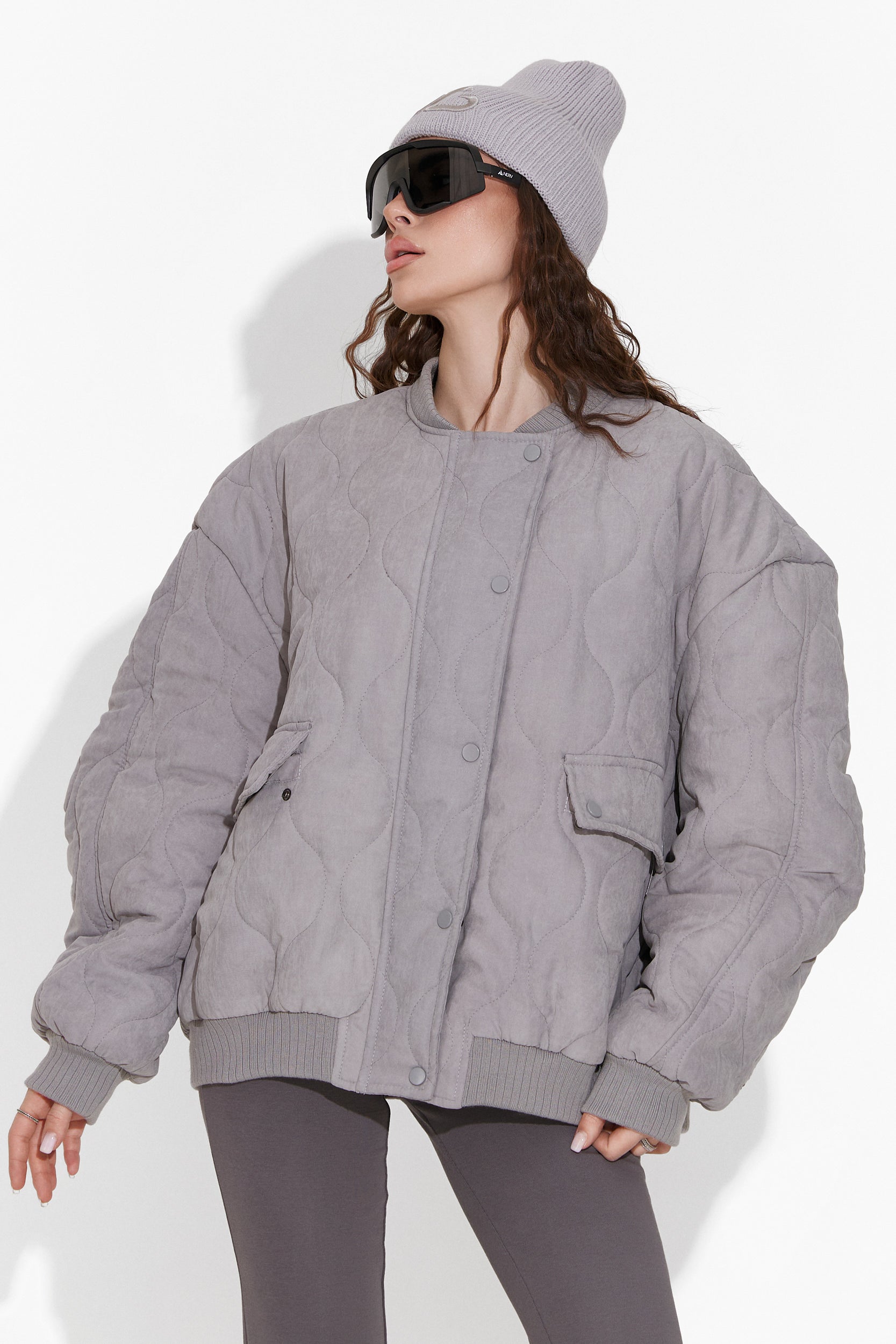 Winfrey Bogas Kényelmes Szürke Női Dzseki