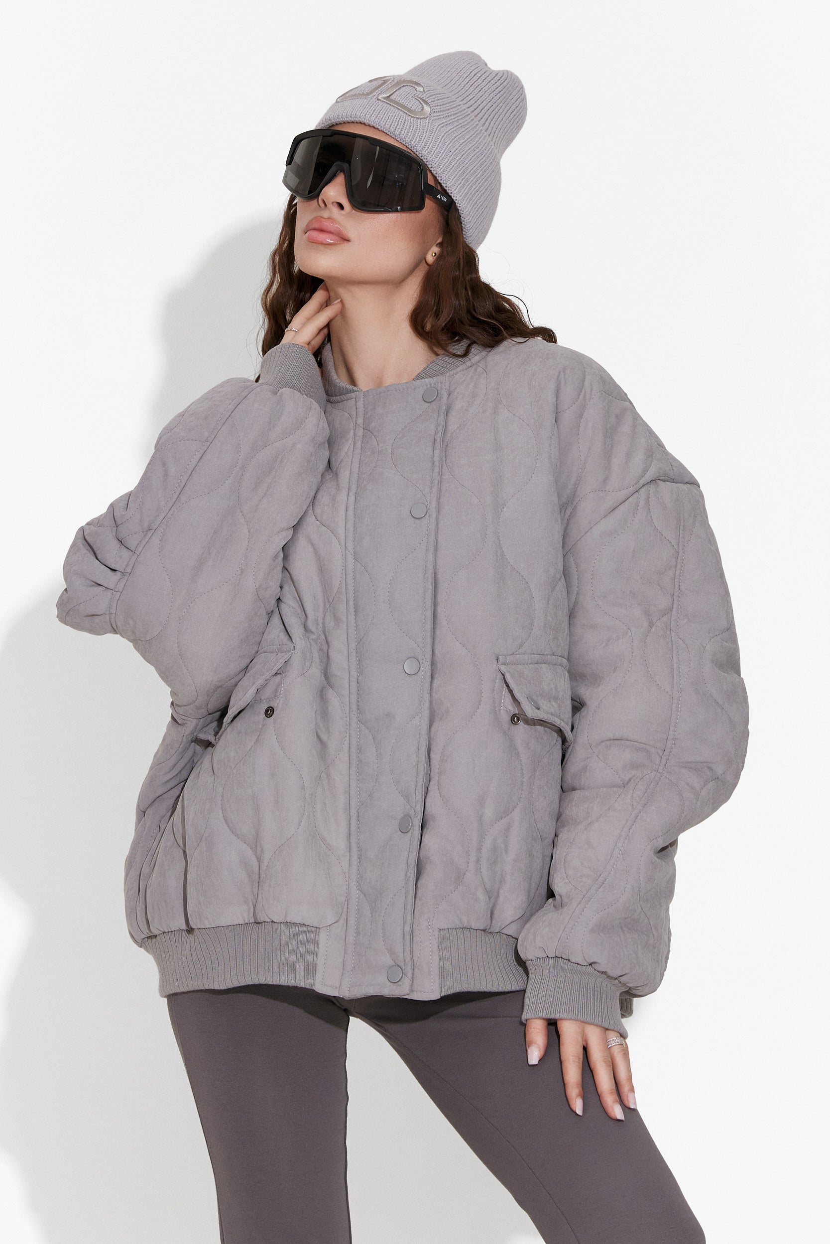 Winfrey Bogas Kényelmes Szürke Női Dzseki