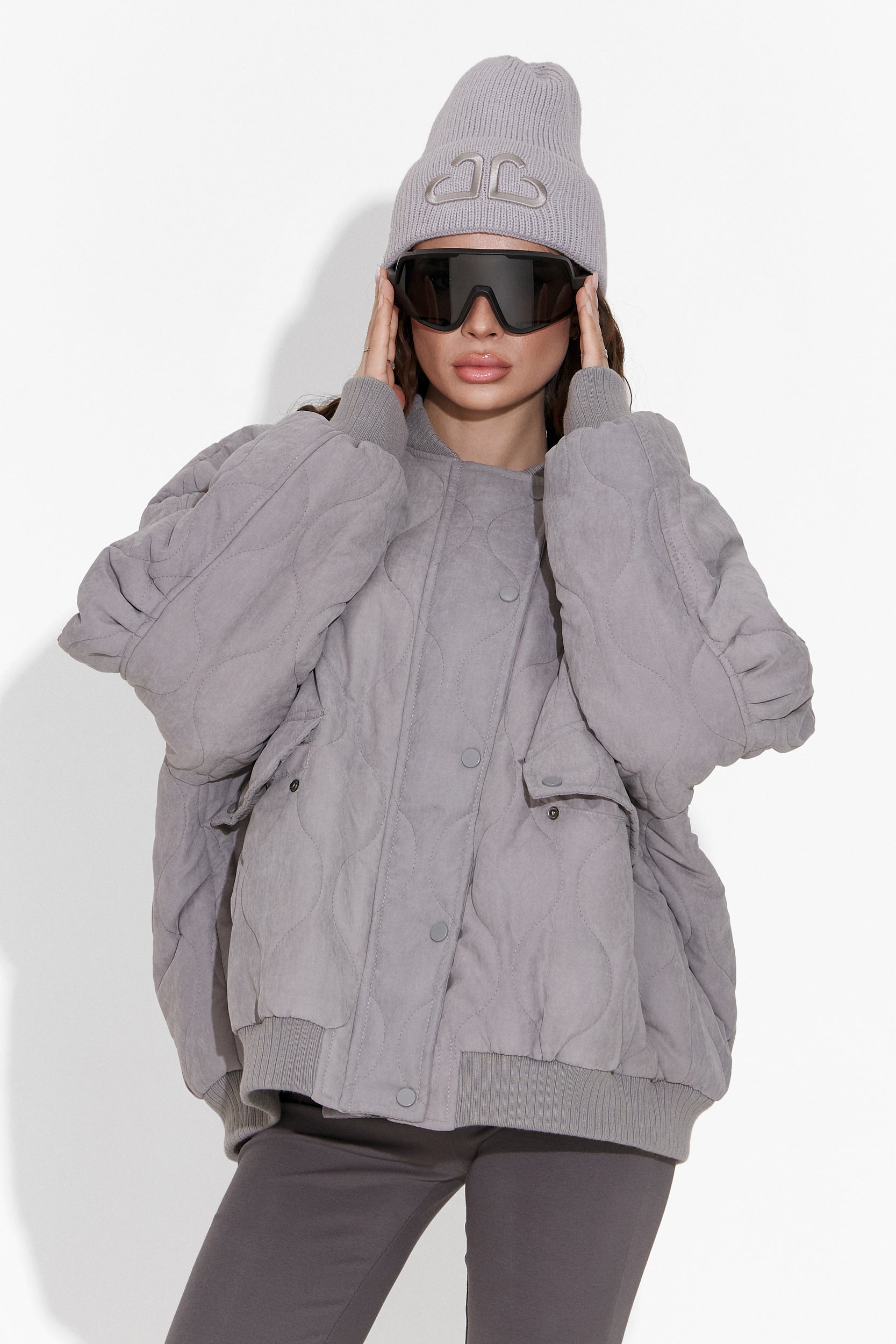 Winfrey Bogas Kényelmes Szürke Női Dzseki