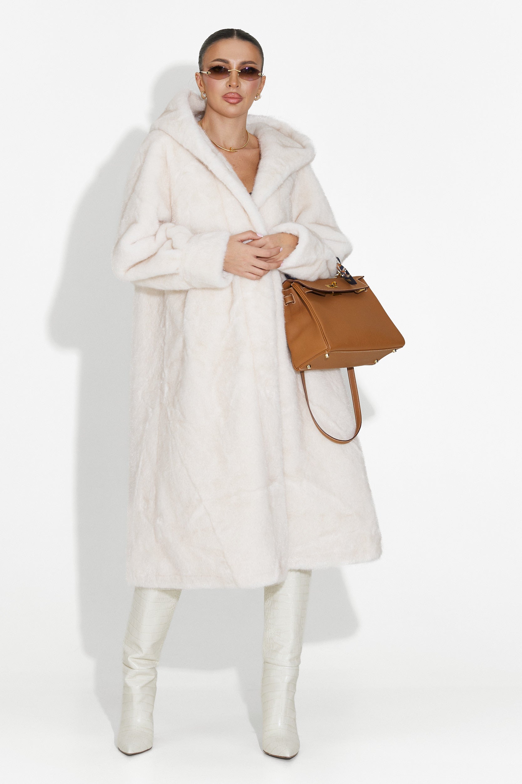 Pluvina Bogas Bézs Szőrmekabát