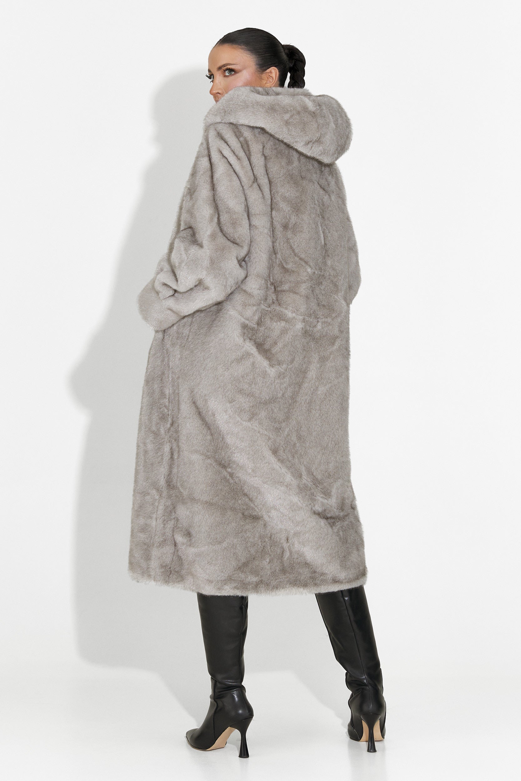 Pluvina Bogas Szürke Szőrmekabát